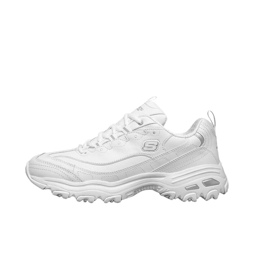 推荐商品：Skechers/斯凯奇 D'Lites 1.0 奶茶熊 熊猫鞋 老爹鞋 闪穿鞋 厚底增高复古缓震百搭 纯白/银色
