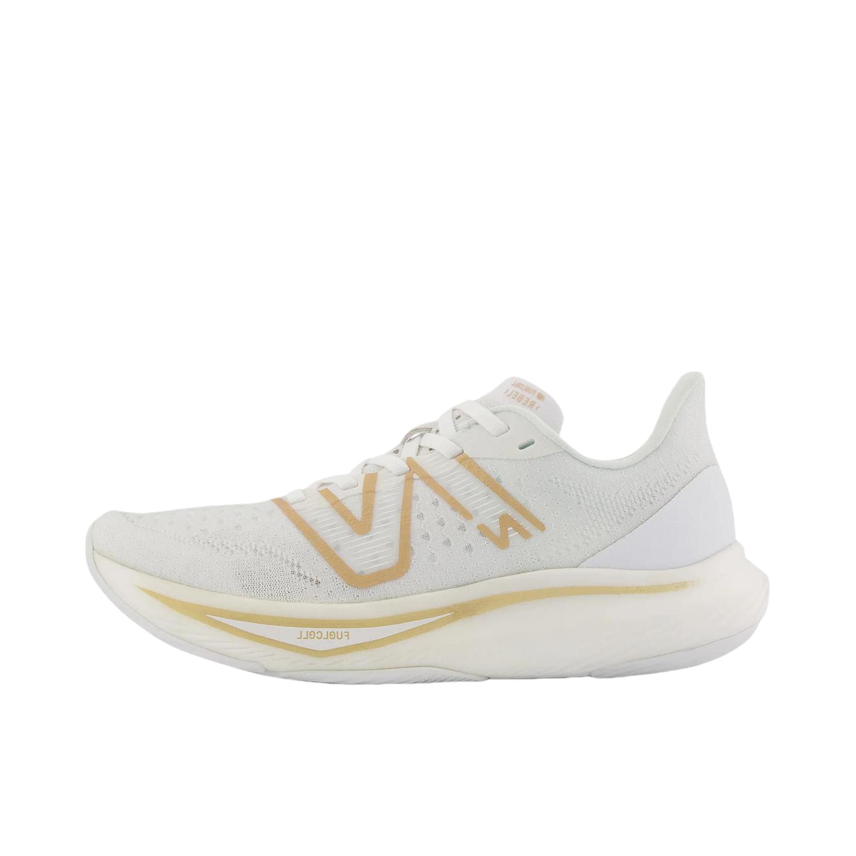 推荐商品：New Balance Fuelcell Rebel v3 跑鞋 轻便缓震防滑耐磨网面透气轻量长跑 B宽/女款/白色/黄色