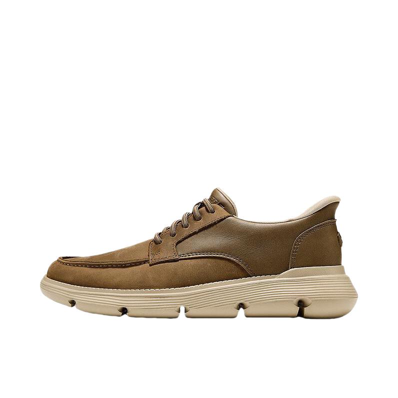 推荐商品：Skechers/斯凯奇 Garza-Brock 运动休闲鞋 百搭低帮一脚蹬圆头 棕色