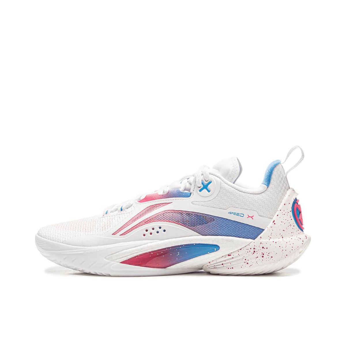 李宁 闪击10 篮球鞋 稳定支撑缓震回弹防滑耐磨透气实战比赛䨻科技 白色/粉色/蓝色