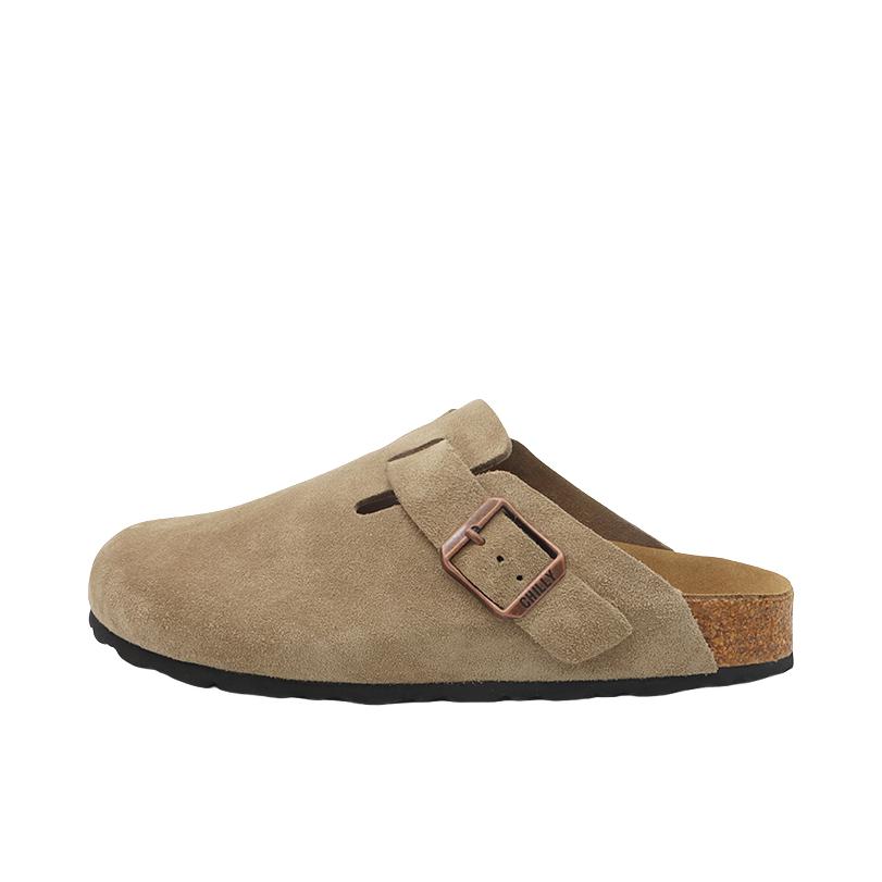 推荐商品：BEFFON/北风 chilly 半拖 舒适包头 防滑 外穿 真皮 复古 一脚蹬 拖鞋 24SS-01 沙色/褐色