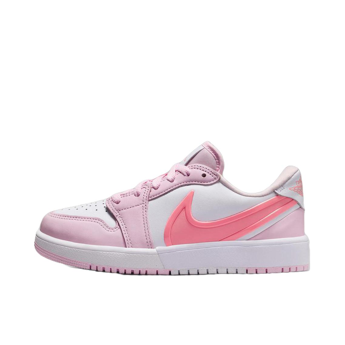 推荐商品：Jordan Air Jordan 1 RM 板鞋 低帮系带时尚耐磨训练复古 大童/泡沫粉/白色/凝视粉