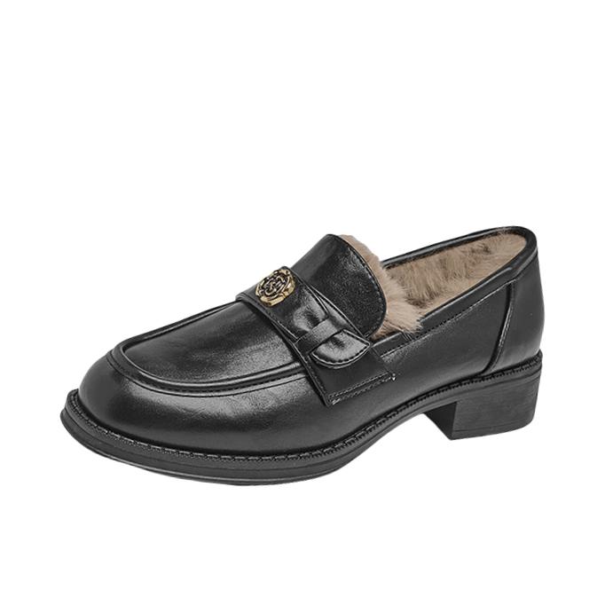 推荐商品：奥古狮登 乐福鞋 单鞋 港风学院日系 P543263 加绒/黑色