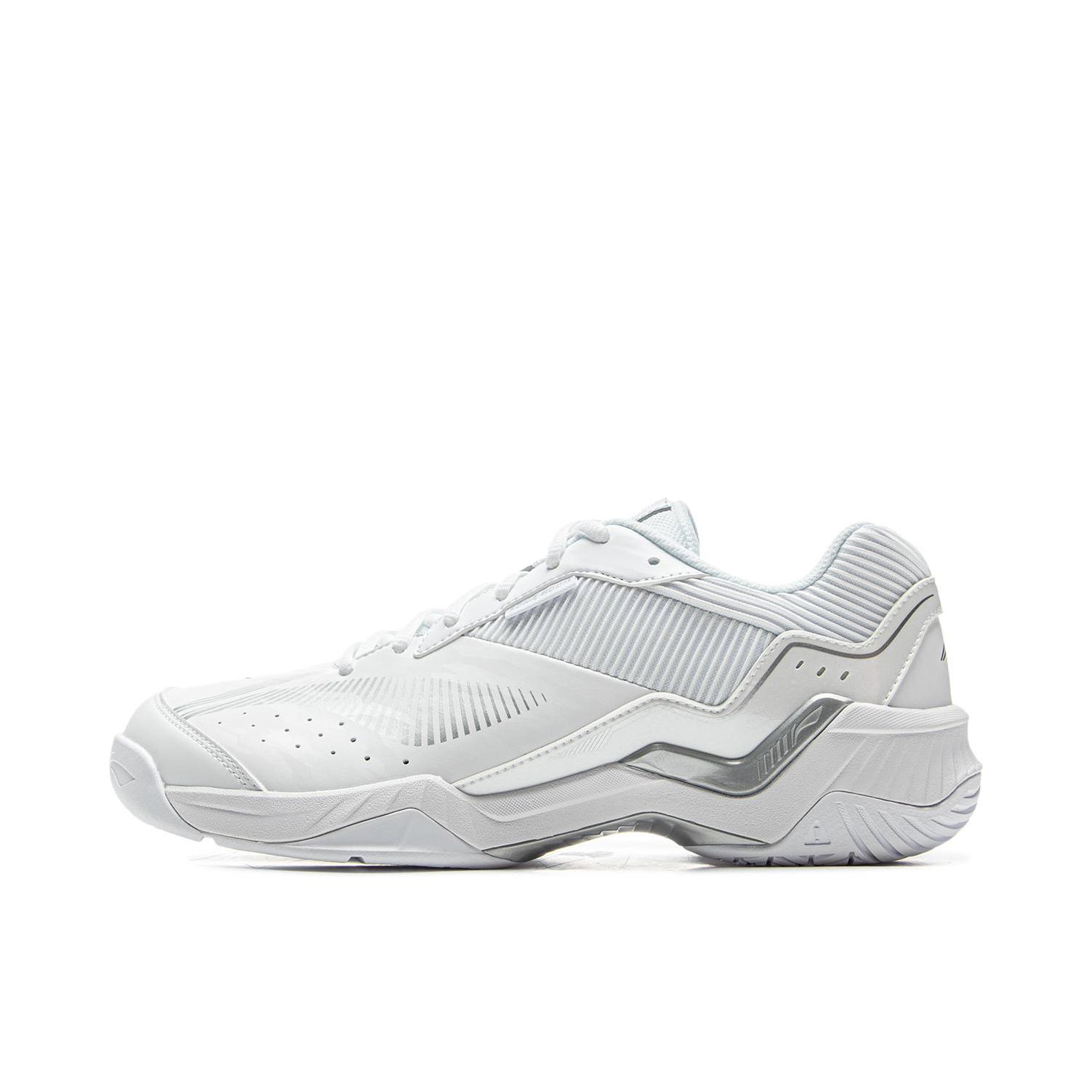 推荐商品：李宁 雷霆 羽毛球鞋 训练鞋 系带百搭减震防滑透气时尚稳定保护 白色/银色