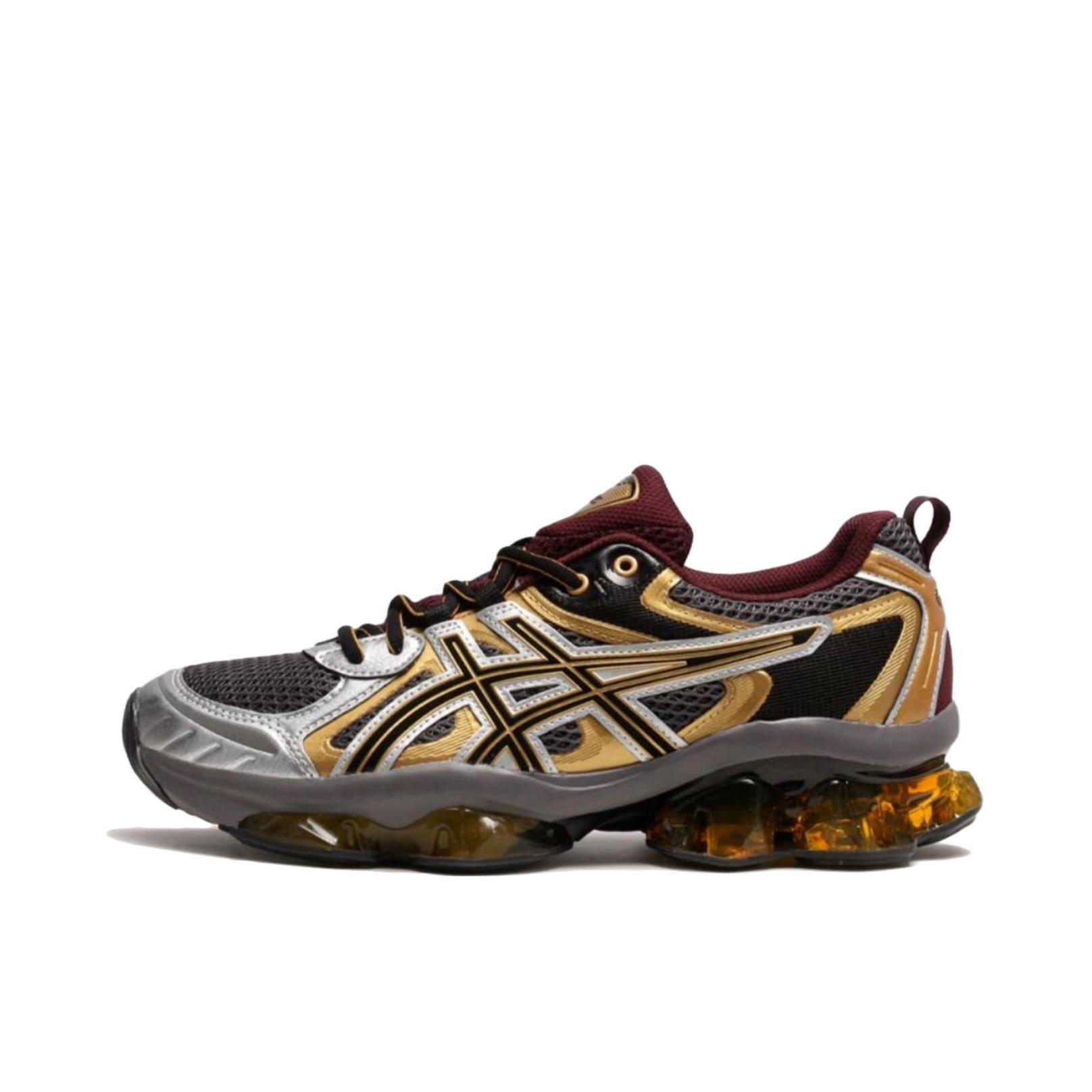 推荐商品：Asics/亚瑟士 Gel-Quantum Kinetic 跑鞋 人造革减震防滑耐磨拼接网面透气圆头合成革复古长跑 银色/棕色
