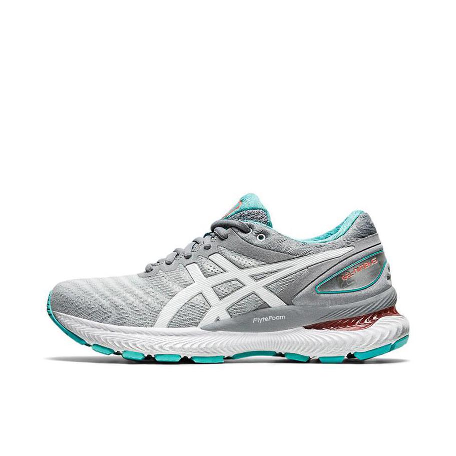 推荐商品：Asics/亚瑟士 Gel-Nimbus 22 跑鞋 缓震回弹防滑耐磨轻便支撑透气马拉松织物圆头 女款/D宽/灰色/红色