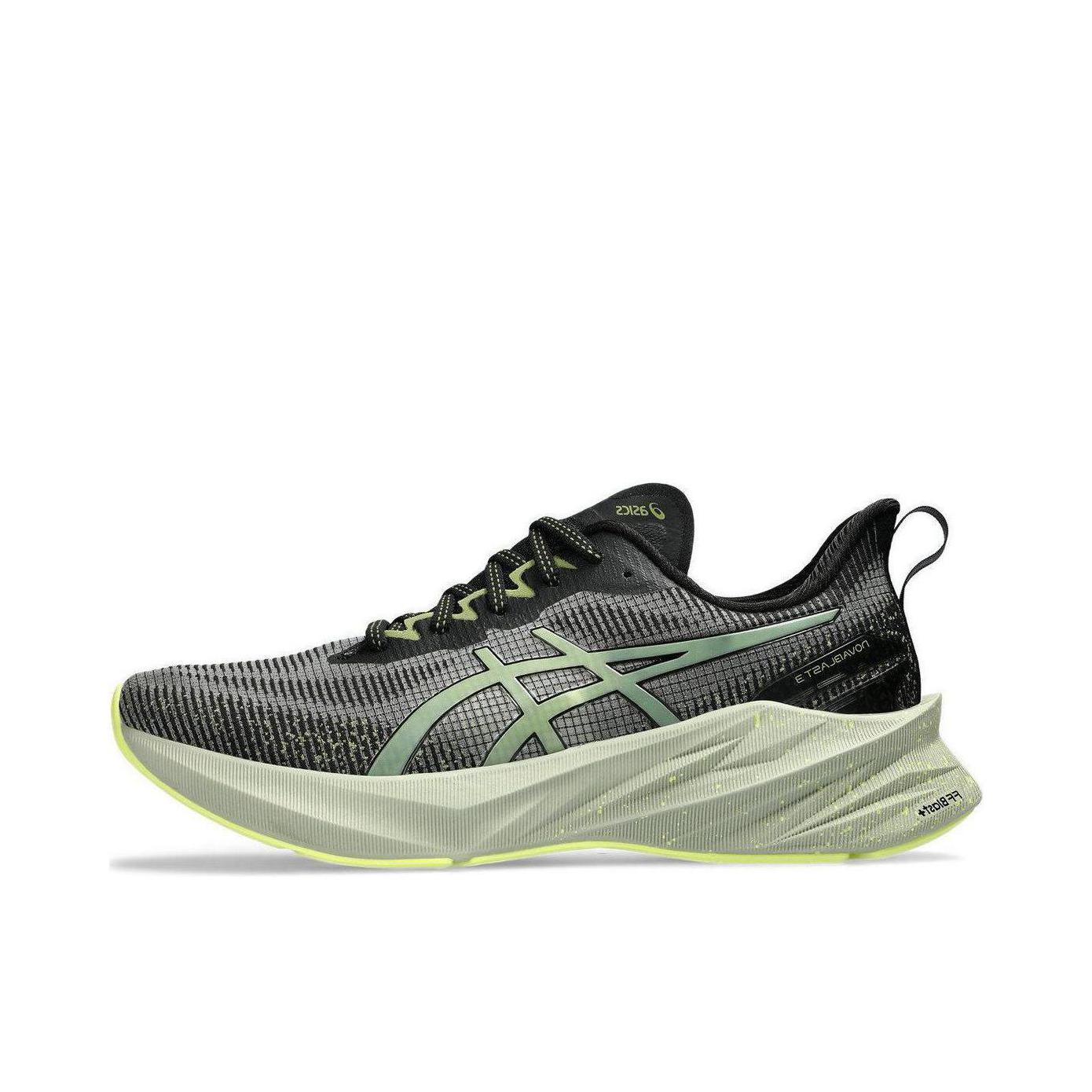 推荐商品：Asics/亚瑟士 Novablast 3 跑鞋 回弹缓震防滑支撑马拉松合成革织物网布透气碳板圆头 黄色/黑色