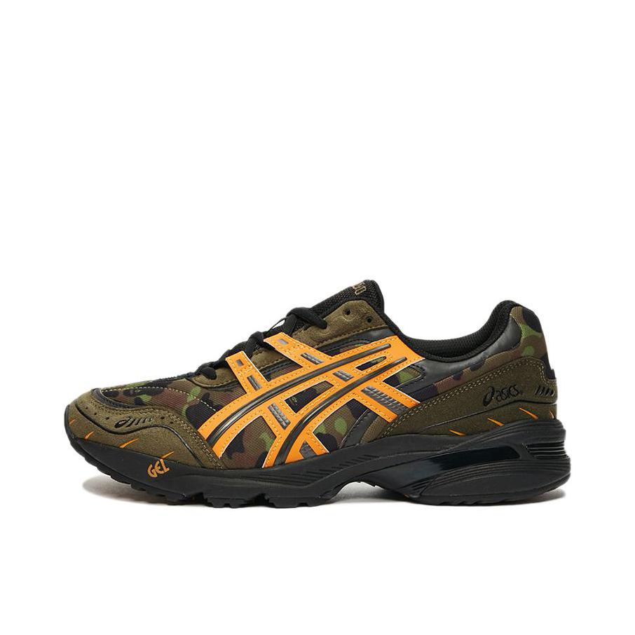 推荐商品：Asics/亚瑟士 Gel-1090 跑鞋 防滑耐磨舒适透气缓震稳定复古织物合成革慢跑耐用流光风 A BATHING APE联名/迷彩/军绿/黄色