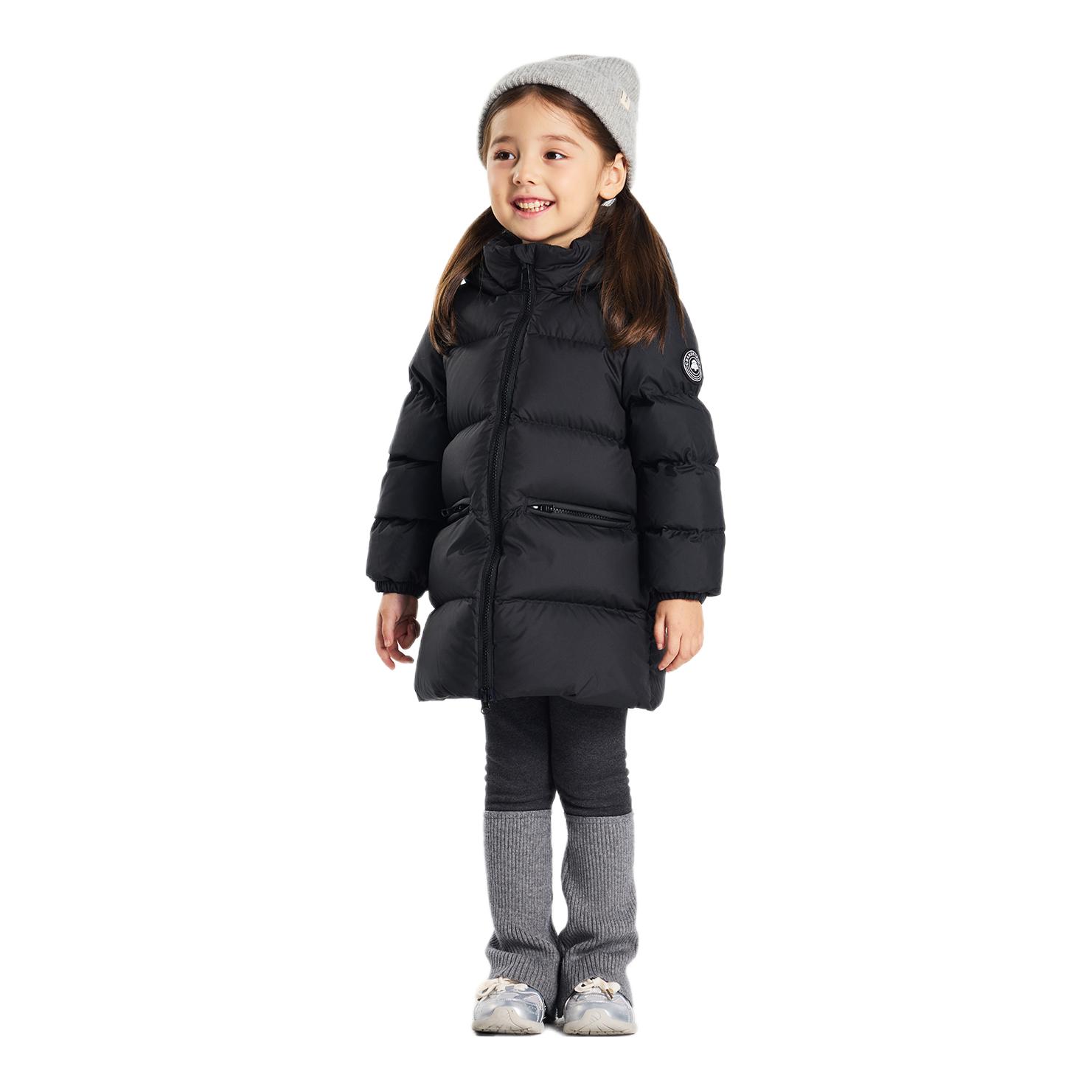 推荐商品：GrandpaPacy/帕西爷爷童装 加厚中长款白鸭绒连帽羽绒服 中小童 2367 黑