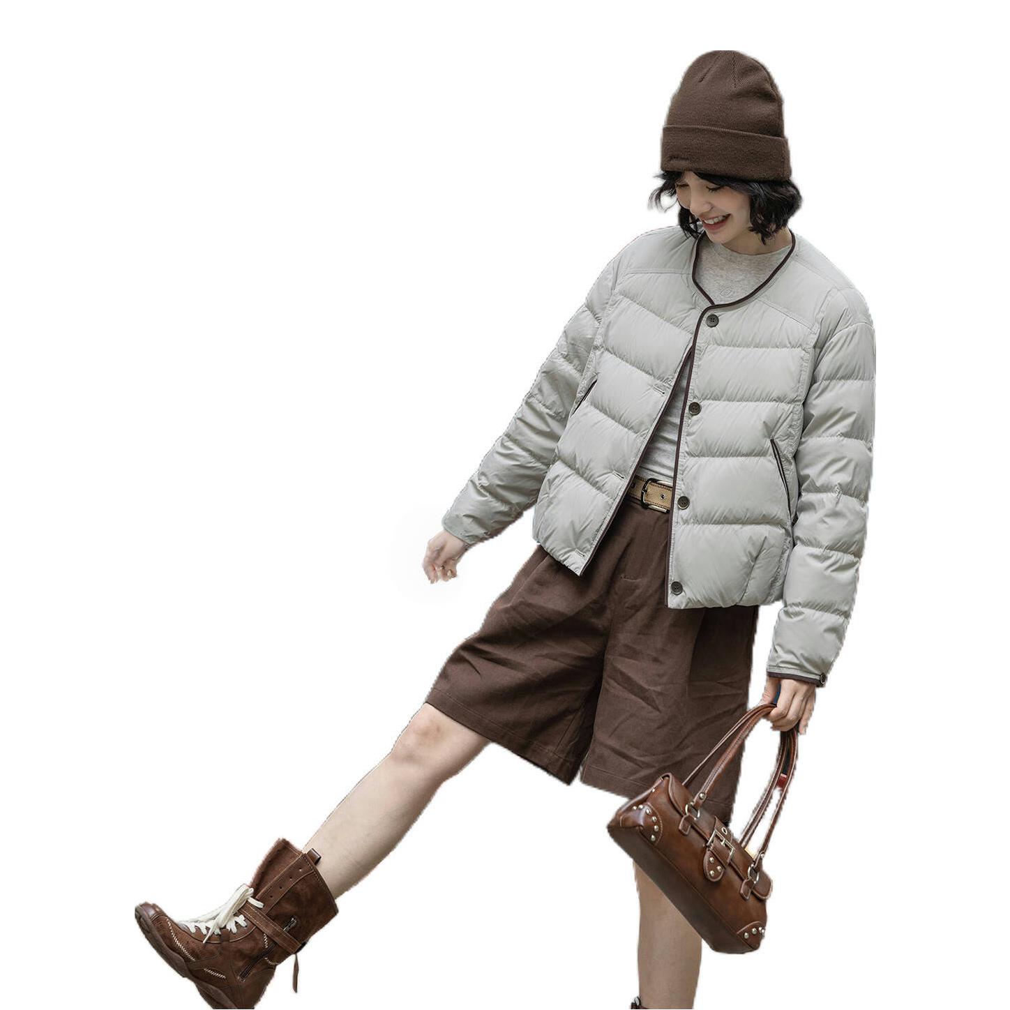 推荐商品：YAYA/鸭鸭 防寒拉链加厚鸭绒长袖羽绒服 女装 YE5B608122N 水灰兰