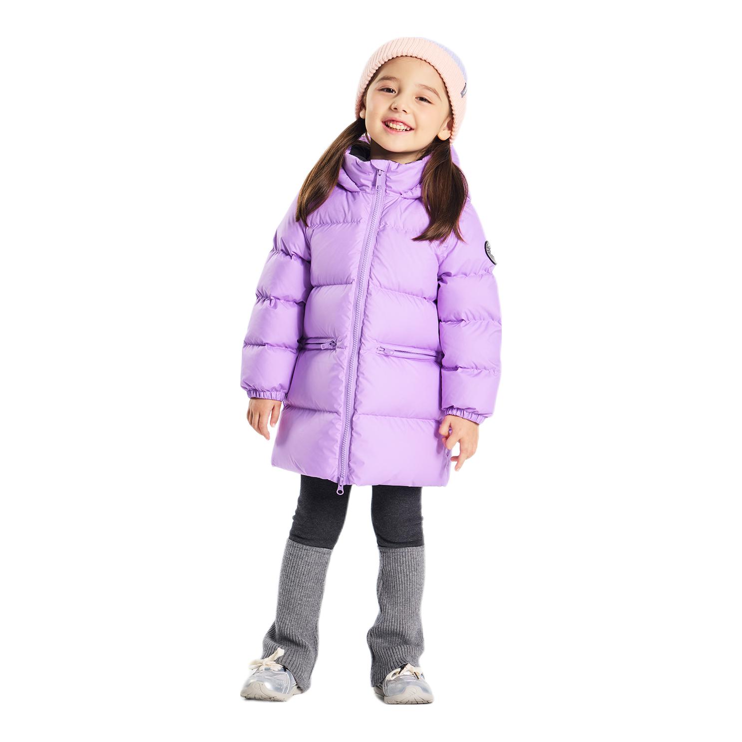 推荐商品：GrandpaPacy/帕西爷爷童装 加厚中长款白鸭绒连帽羽绒服 中小童 2367 丁香紫