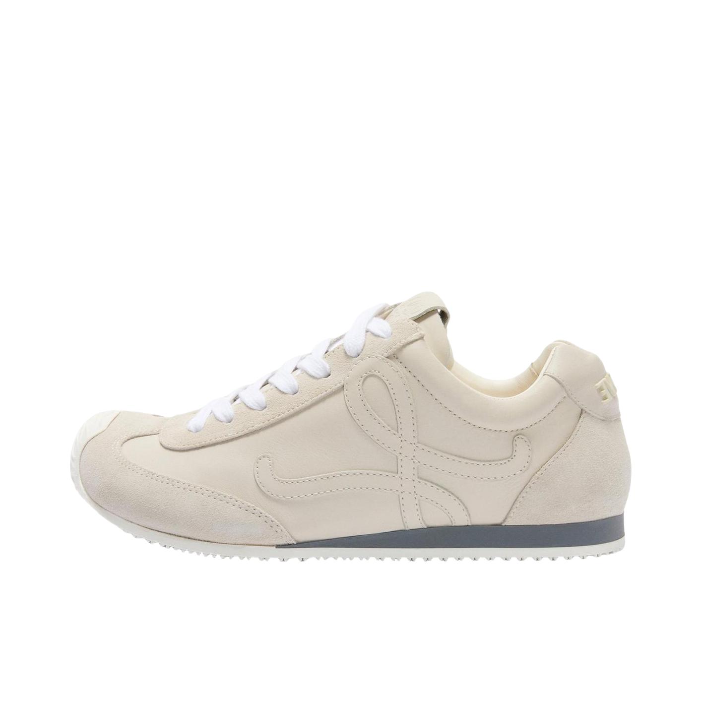 推荐商品：LOEWE/罗意威 Ballet Runner 2.0 运动休闲鞋 牛皮革系带低帮平跟 有原装鞋盒款/白色