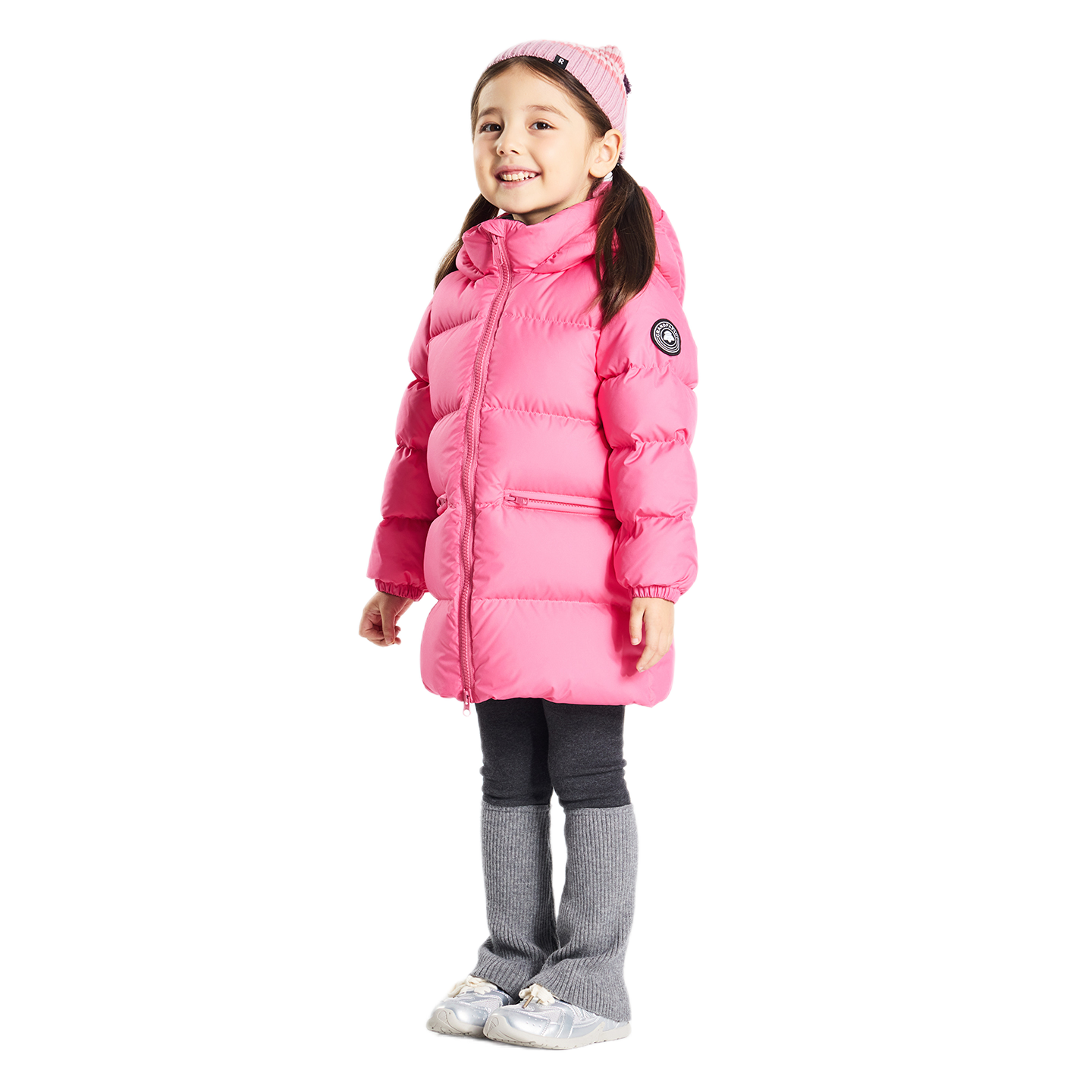 推荐商品：GrandpaPacy/帕西爷爷童装 加厚中长款白鸭绒连帽羽绒服 中小童 2367 石榴粉