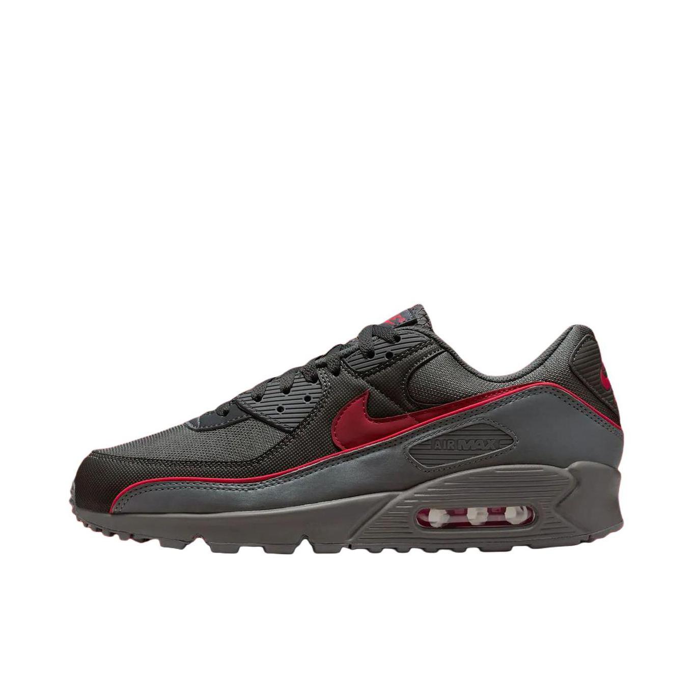 推荐商品：Nike Air Max 90 跑鞋 气垫合成革缓震透气复古增高圆头贴合拼接 红色/黑色/灰色