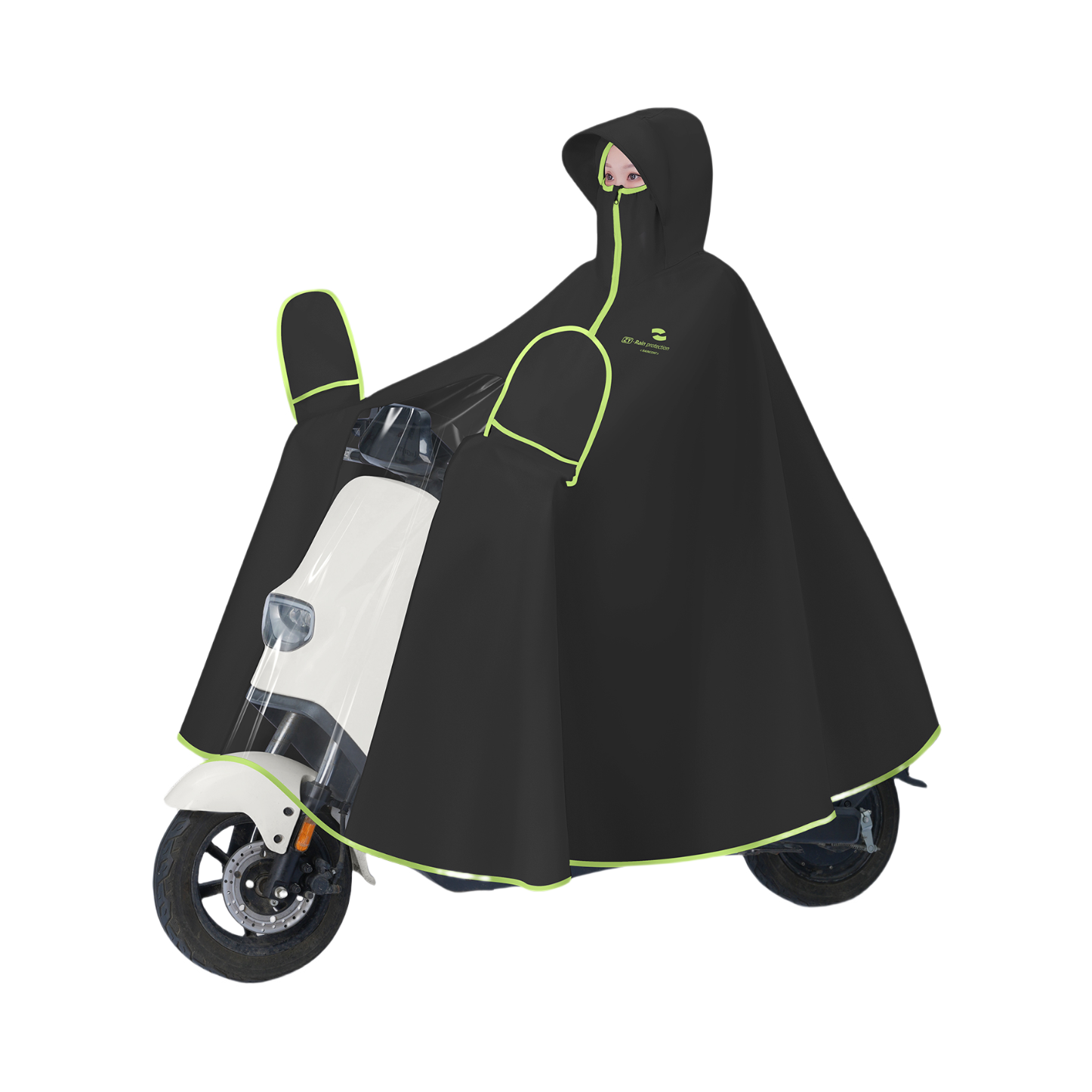 推荐商品：正雨 加大遮脚款 升级全包裹高领雨衣