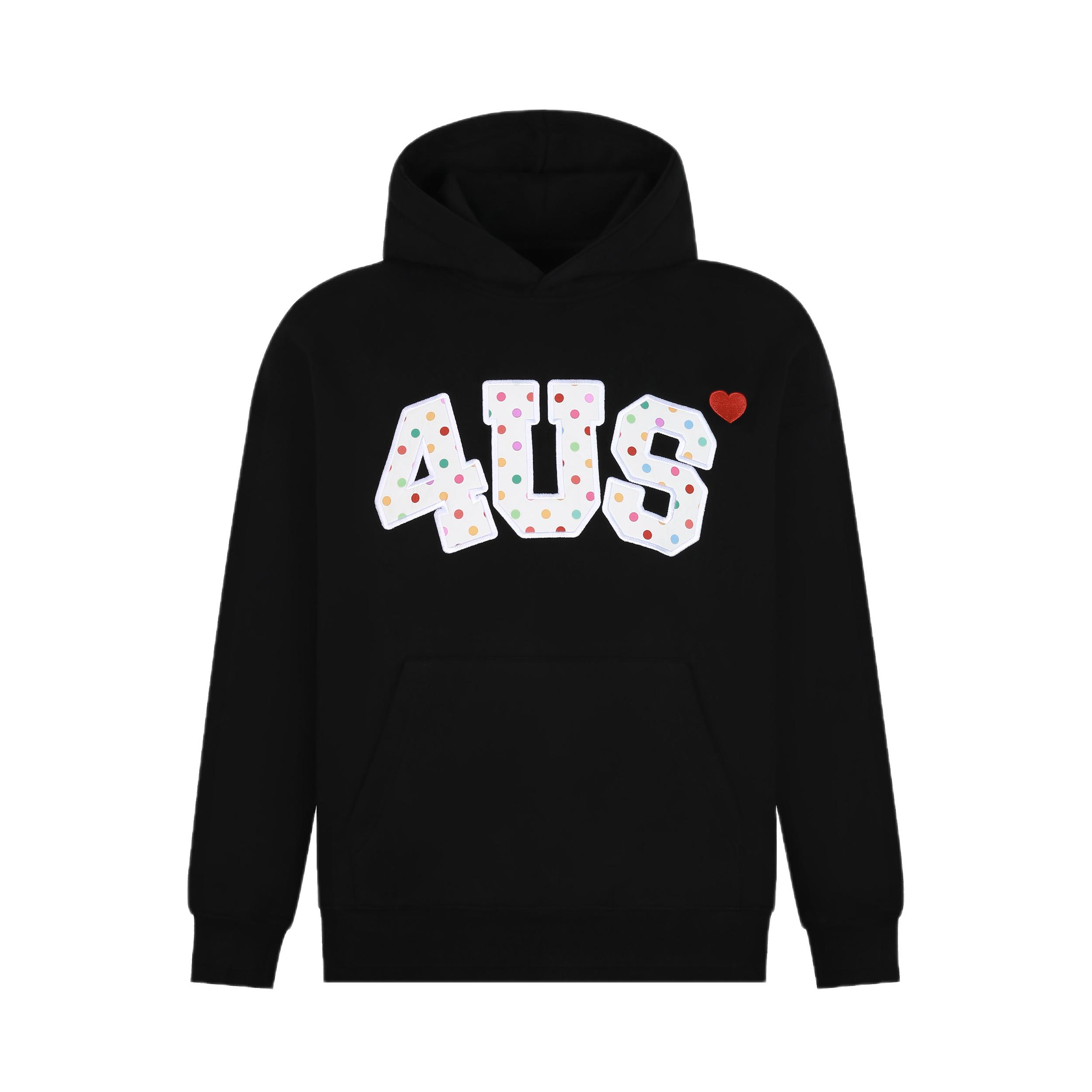 推荐商品：4UYES 贴布刺绣套头连帽长袖卫衣 黑