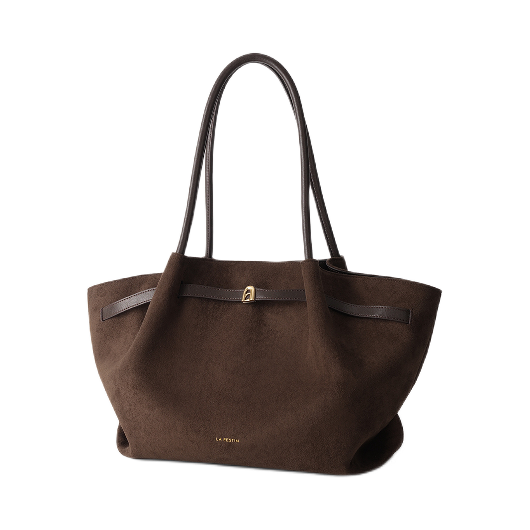 推荐商品：la Festin/拉菲斯汀 2025新款秋冬通勤大容量麂皮小懒包腋下包托特包单肩包