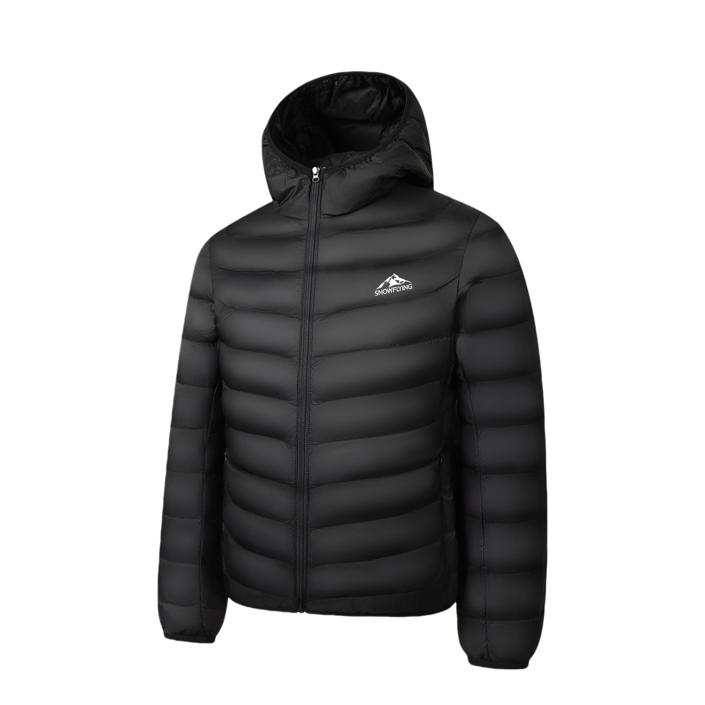 推荐商品：SNOW FLYING/雪中飞 轻薄保暖连帽长袖羽绒服 MM1-X40138310F-AA-XZF022 黑