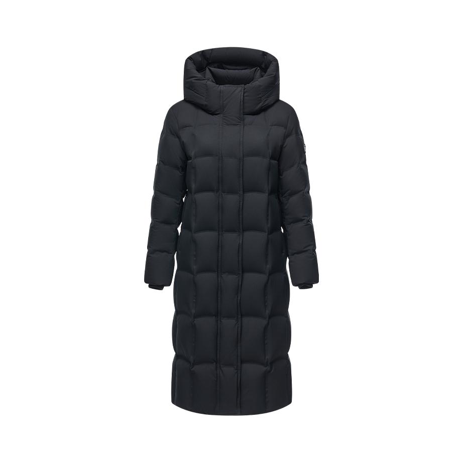 推荐商品：坦博尔 鹅绒连帽保暖加厚长款羽绒服 女装 TB5520860A 黑