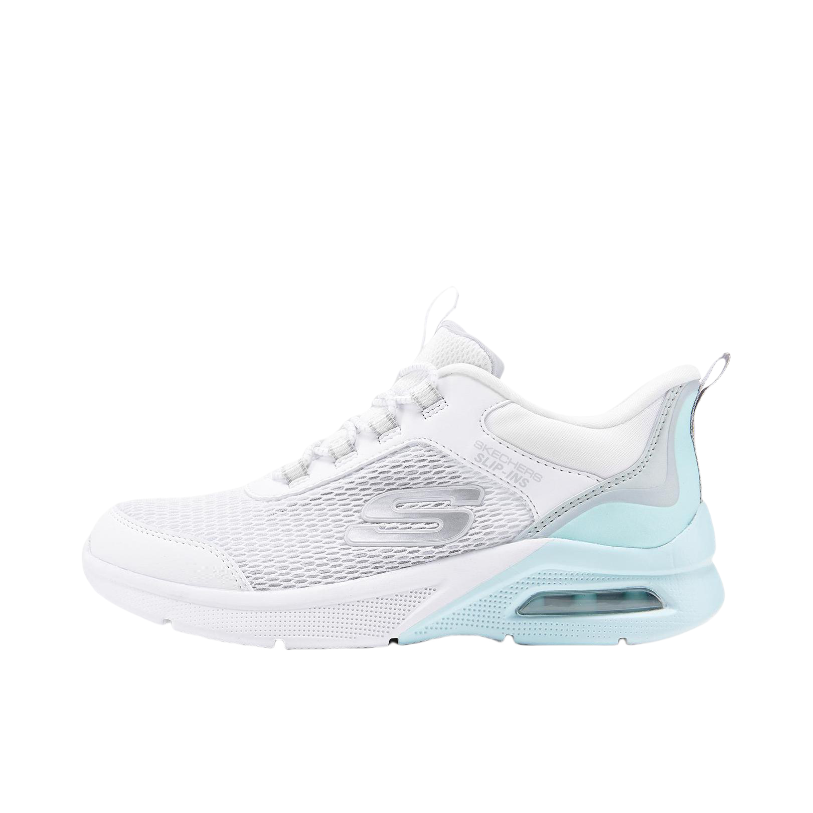 推荐商品：Skechers/斯凯奇/SKECHERS SKECHERS GIRLS 运动鞋儿童 网面轻便闪灯防滑减震气垫一脚蹬 大童/白色