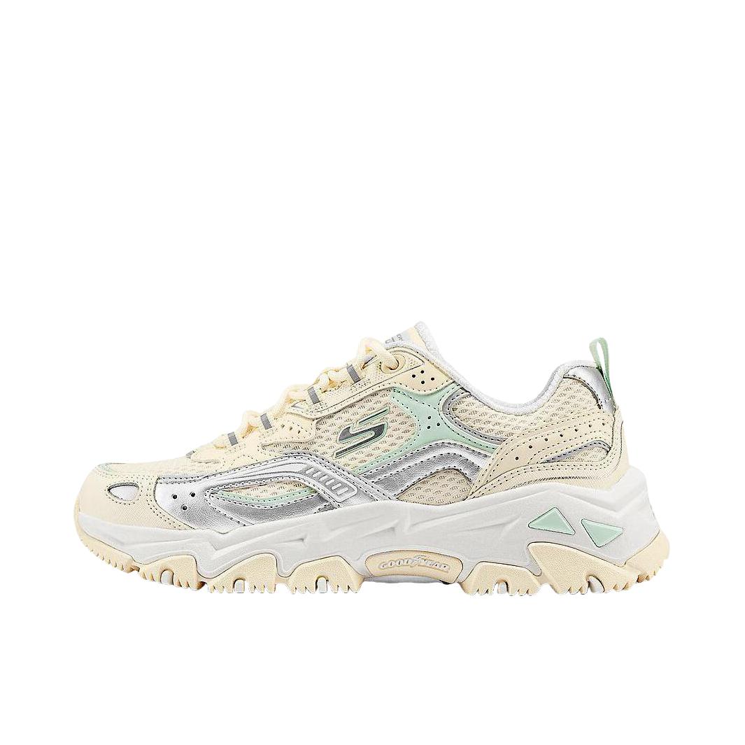 推荐商品：Skechers/斯凯奇 云屿 老爹鞋 徒步鞋 户外低帮绑带百搭 女款/银色/多彩色