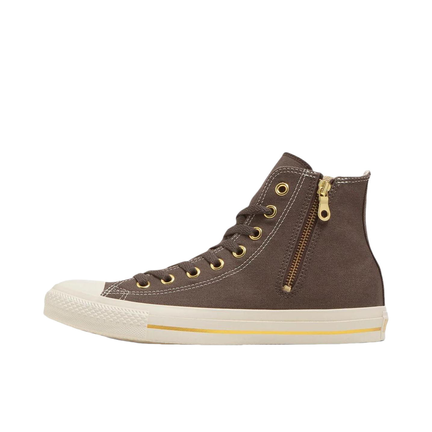 推荐商品：Converse/匡威 All Star GOLDZIP HI 帆布鞋 高帮平跟系带耐磨减震透气复古 深棕色