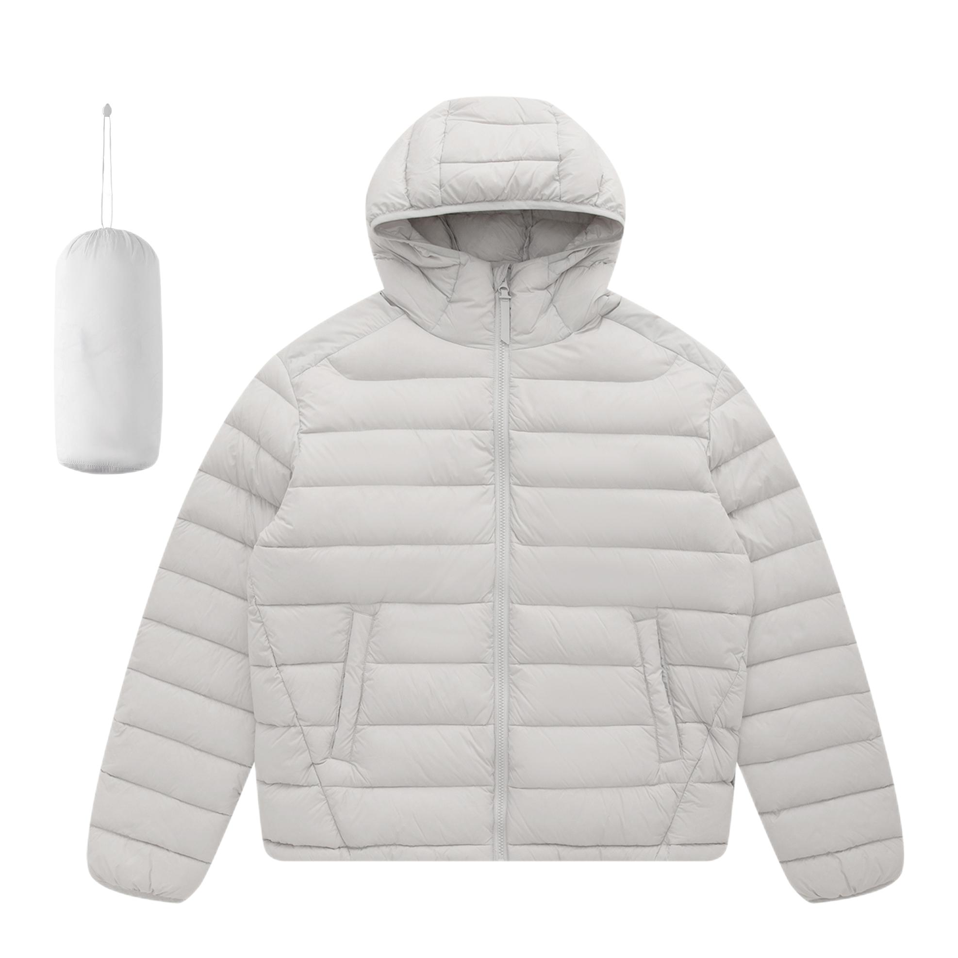 推荐商品：GOLFCROSS 白鸭绒连帽绗缝长袖纯色耐磨羽绒服 GOFYR182 灰