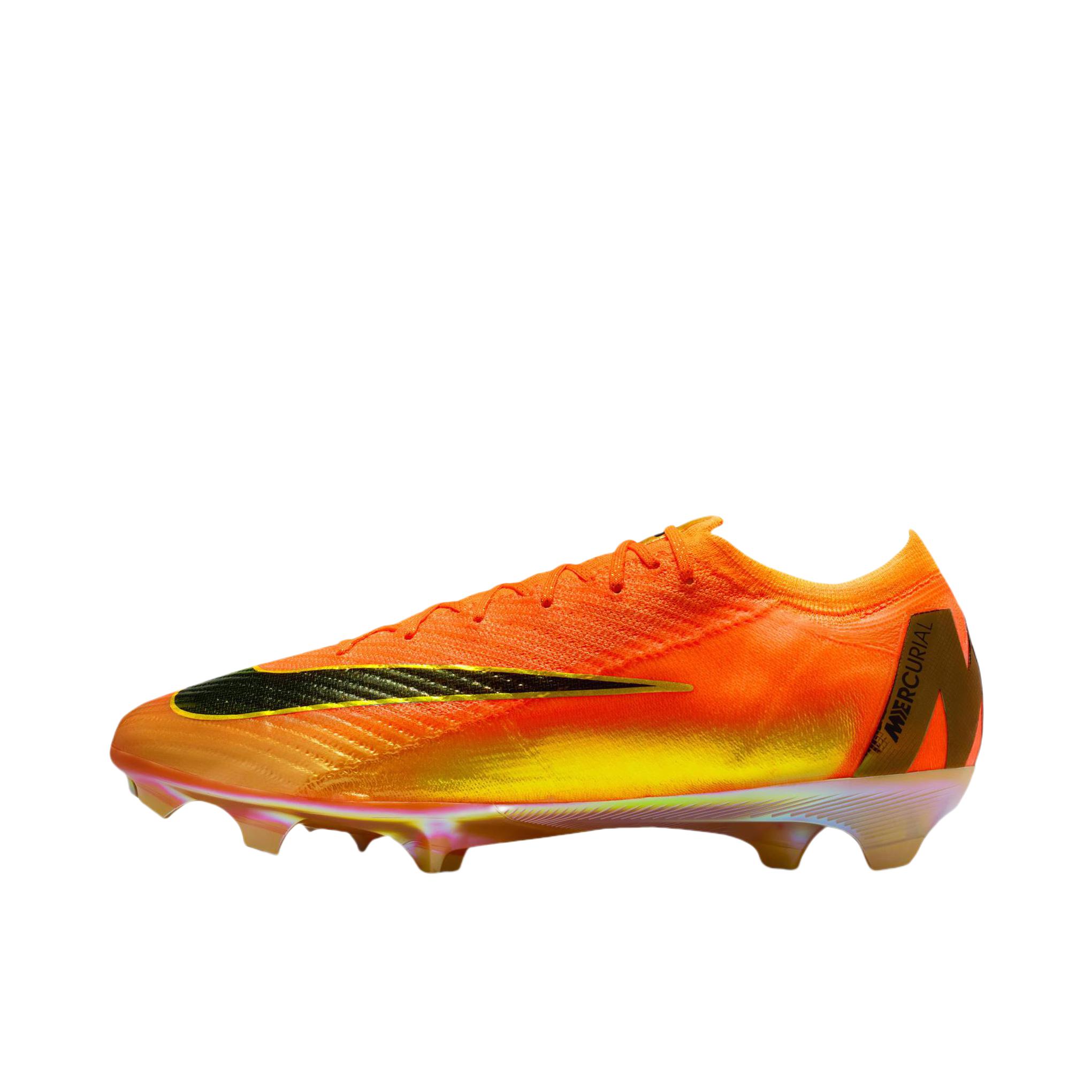 推荐商品：Nike Mercurial Vapor 16 Elite FG 超顶级 胶质长钉 硬天然草场 织物耐用防滑耐磨 足球鞋 金色/黄色/黑色