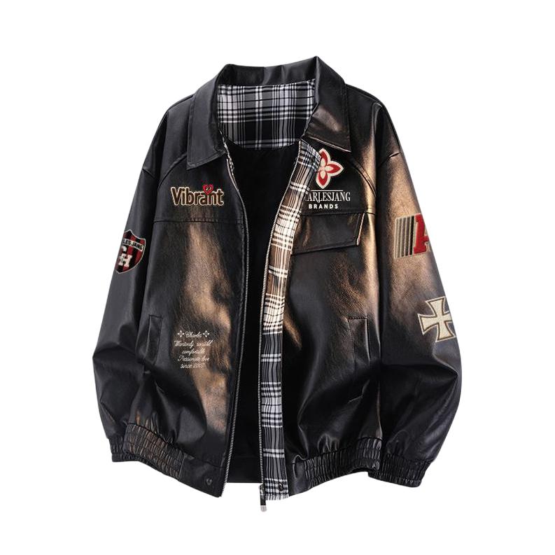 推荐商品：Charles Jang's Happy Heart/查尔斯桃心 复古加绒加厚PU皮长袖皮衣 fJbvrIvqWD 黑