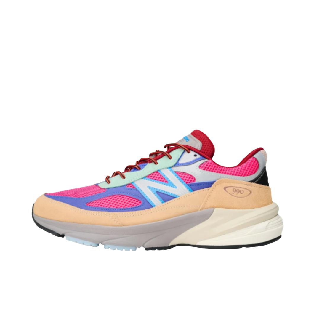 推荐商品：New Balance 990 V6 跑鞋 拼接网布绒面革织物合成革耐磨透气减震防滑支撑圆头 D宽/白色/红色