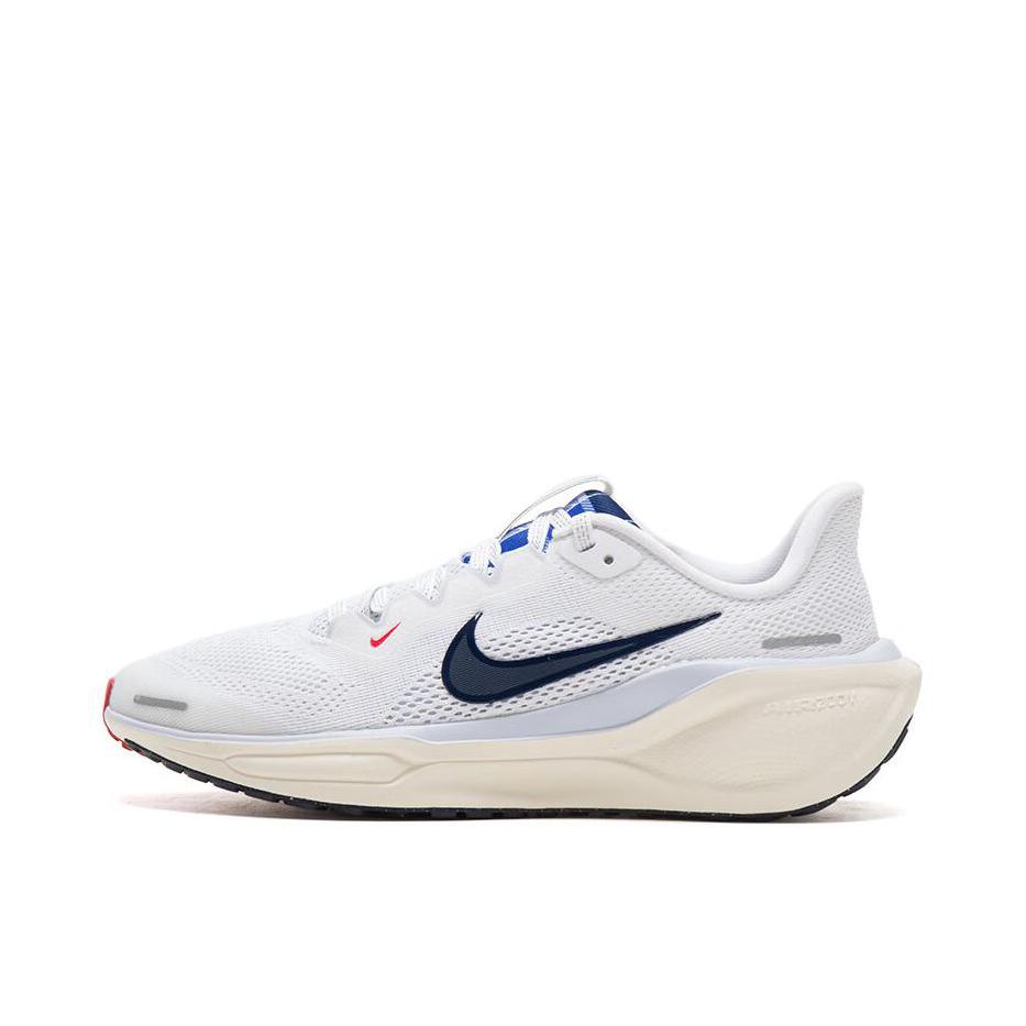 推荐商品：Nike Air Zoom Pegasus 41 飞马 跑鞋 ReactX泡绵缓震透气轻便回弹训练防滑马拉松短跑支撑贴合耐用 大童/浅白色