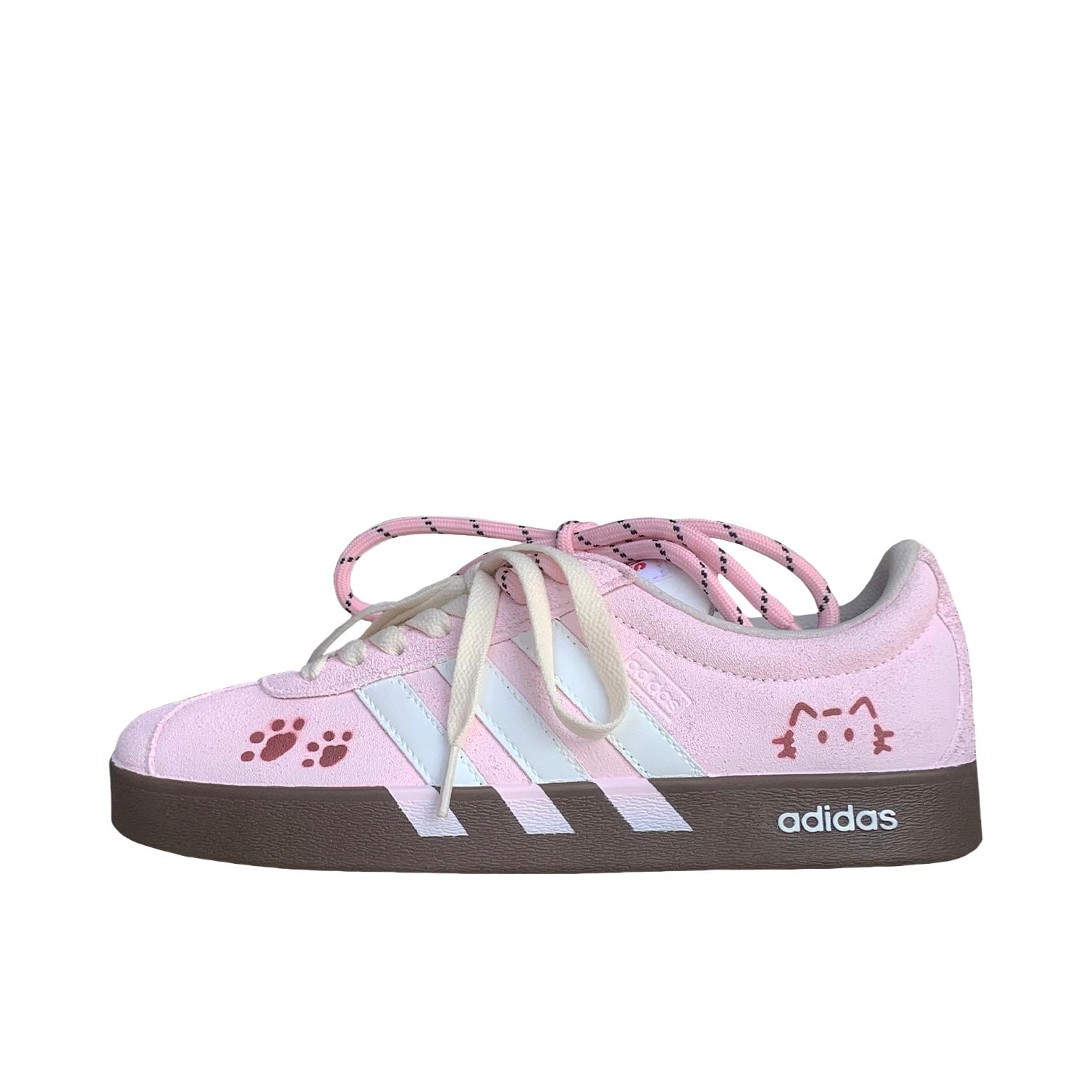 推荐商品：【定制球鞋】Adidas neo VL Court 2.0 德训鞋 板鞋 复古轻便耐磨芭蕾风甜美文艺抗冲击性防水 香芋粉