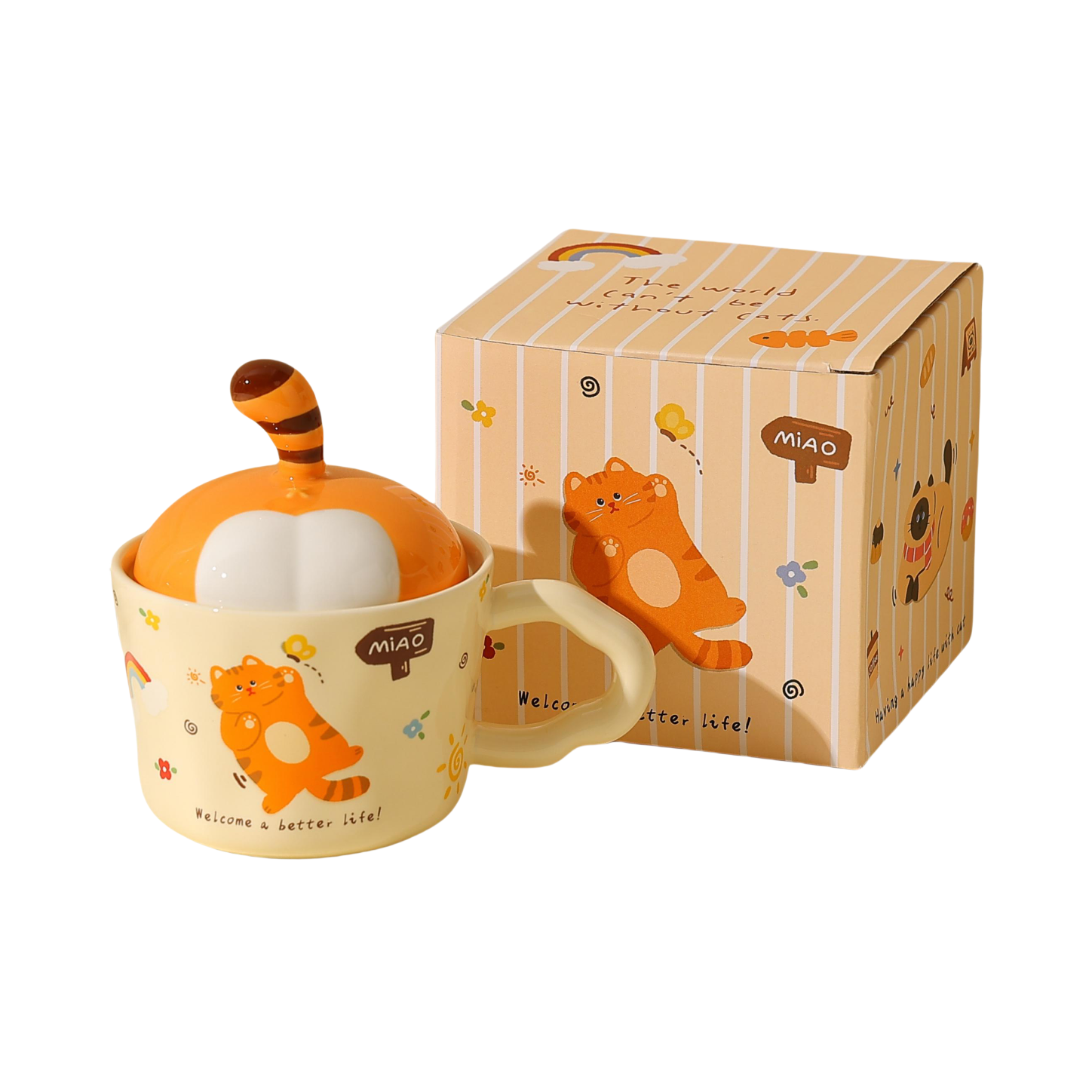 推荐商品：熊谷组 300ml 陶瓷 宠物猫带盖马克杯 PP