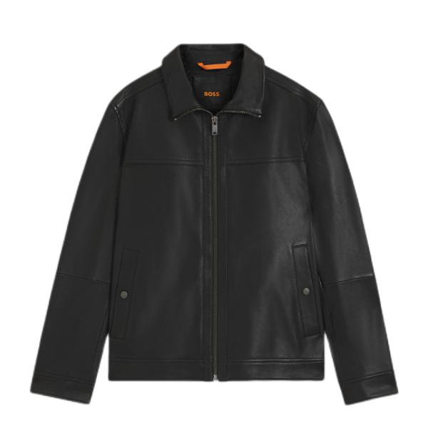 推荐商品：Hugo Boss/雨果博斯 翻领单排扣羊皮革皮衣 50547511 基础色