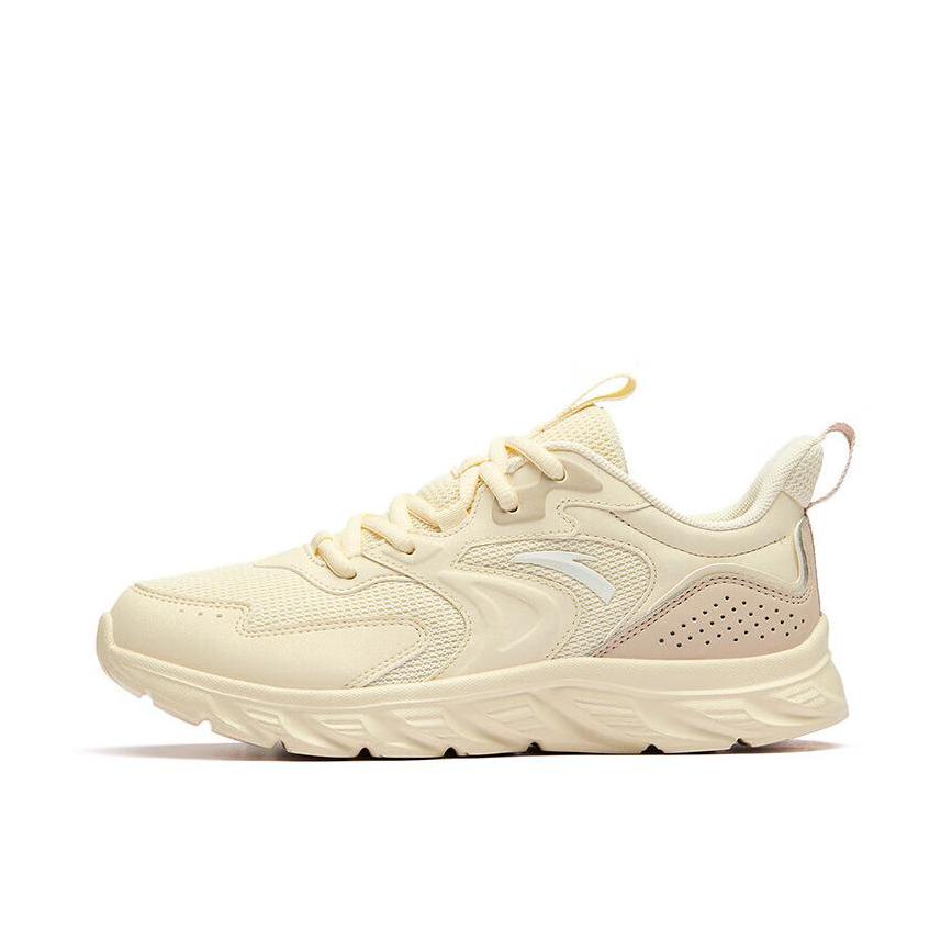 推荐商品：安踏 跑鞋 潮流复古缓震回弹防滑耐磨网面透气舒适软底防水轻便 922235527 燕麦白/麦粉色