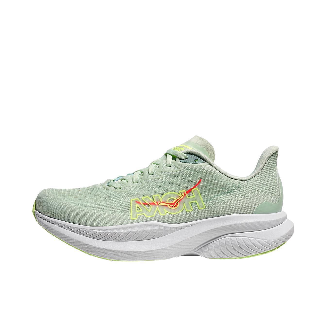 推荐商品：HOKA ONE ONE  MACH 6  舒适百搭 防滑耐磨 透气轻便 织物  跑鞋 女款/海玻青/鼠尾草绿