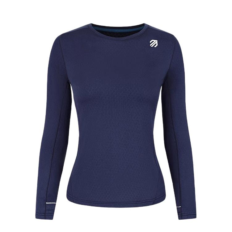 推荐商品：enginebird/引擎鸟 速干中空纱保暖套头长袖紧身衣 女装 EB24FCC122527 蓝