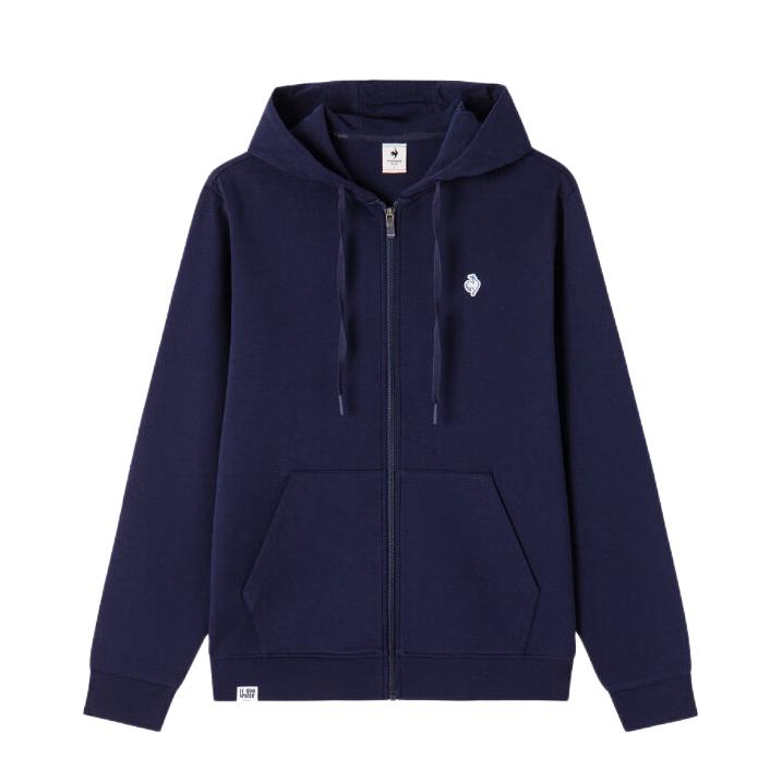 推荐商品：le coq sportif/乐卡克 连帽拉链亲肤卫衣 L253UECTJK01 海军蓝