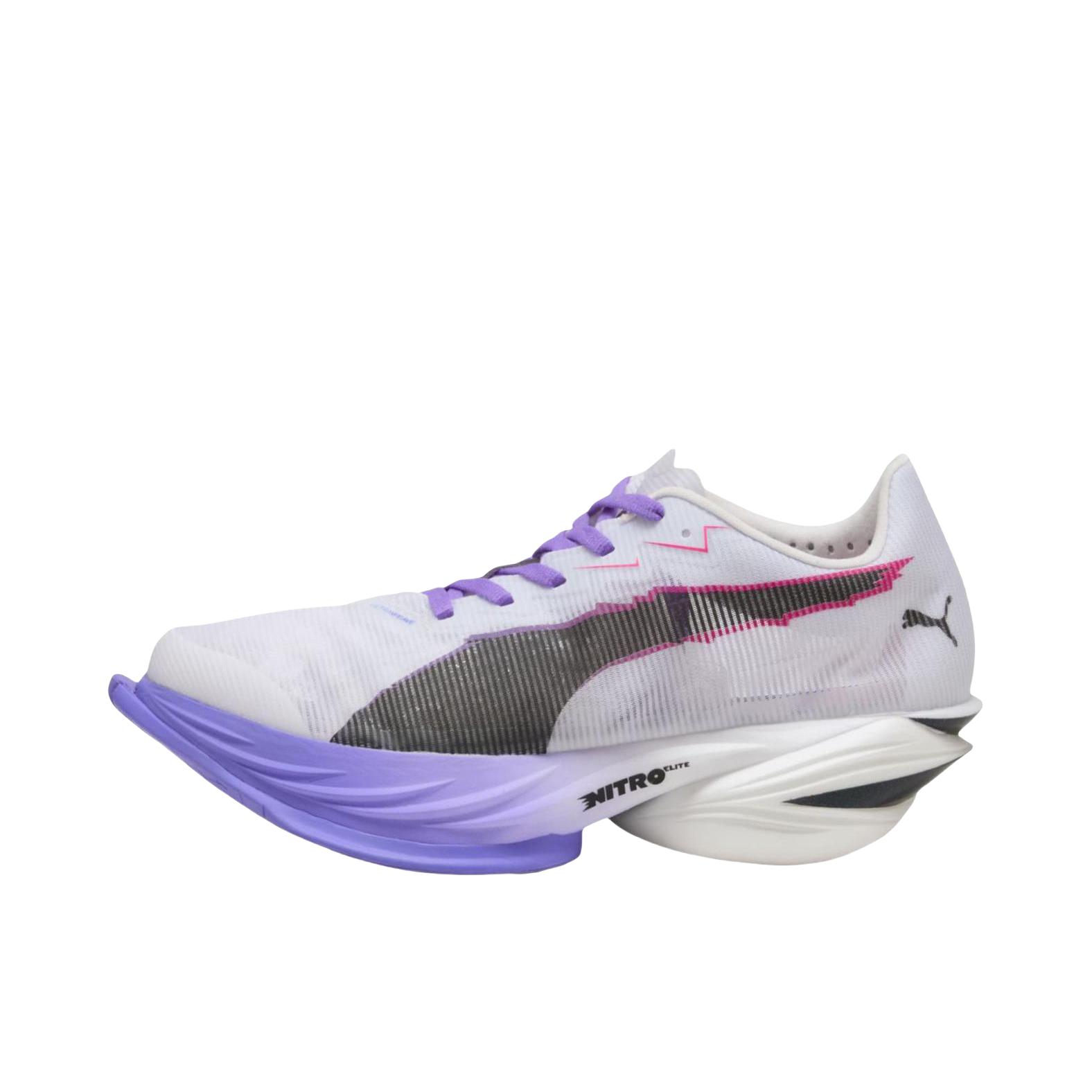 推荐商品：Puma/彪马 FAST-R NITRO Elite 3 异爪 缓震 防滑 轻量 系带 氮气碳板 马拉松 竞速 跑鞋 白色/紫色