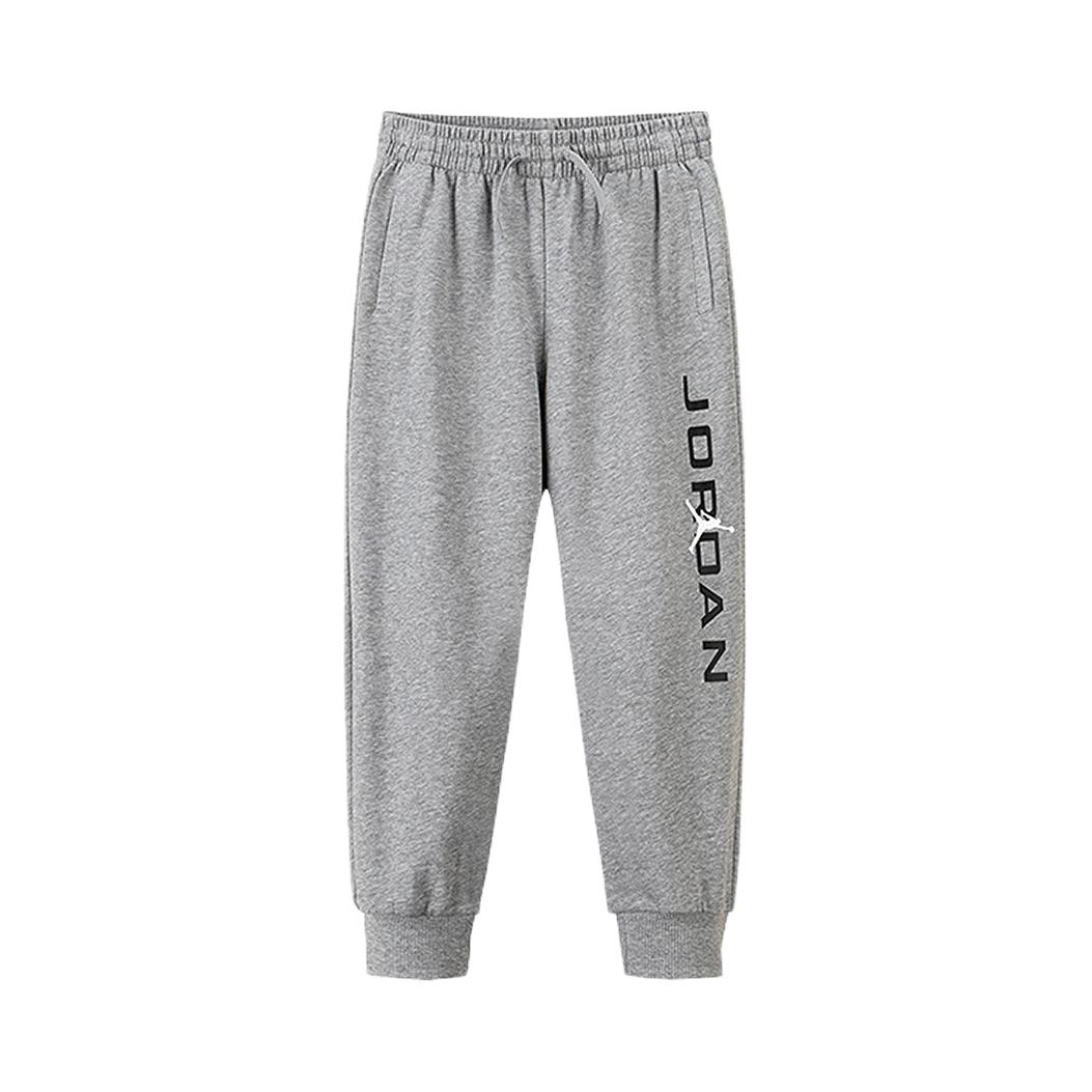 推荐商品：Jordan Brand/乔丹童装 加绒束脚品牌LOGO运动长裤 男中大童 JD2542356GS 岩岭灰