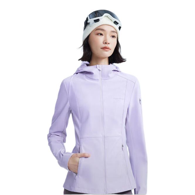 推荐商品：MOLYVIVI/魔力薇薇 亲肤拉链连帽冲锋衣 女装 FS1436 晚霞紫
