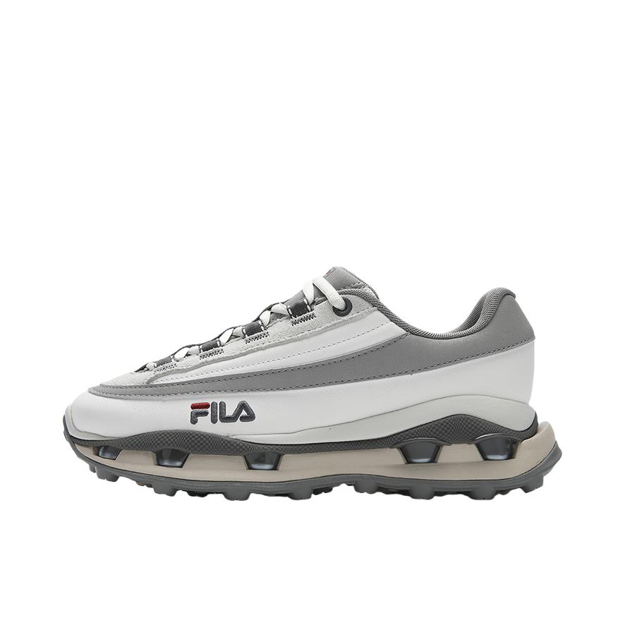推荐商品：FILA/斐乐 KM 2S 老爹鞋 厚底系带低帮休闲 女款/标准白/燧石灰