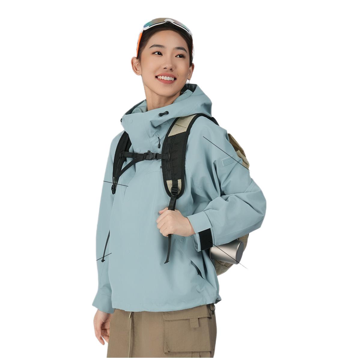 推荐商品：SCALER/思凯乐 防水防风拉链连帽长袖冲锋衣 女装 F2606D07 灰绿