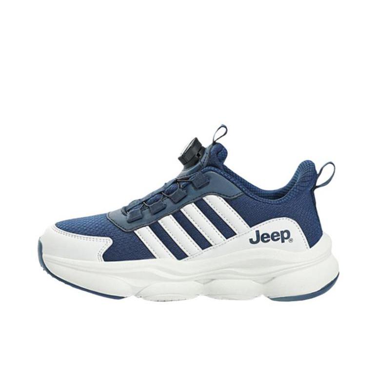 推荐商品：Jeep/吉普 旋钮扣科技 便捷 软底 网布透气 防滑耐磨 时尚潮流 运动鞋儿童 23SS2621 大童/天蓝色/白色