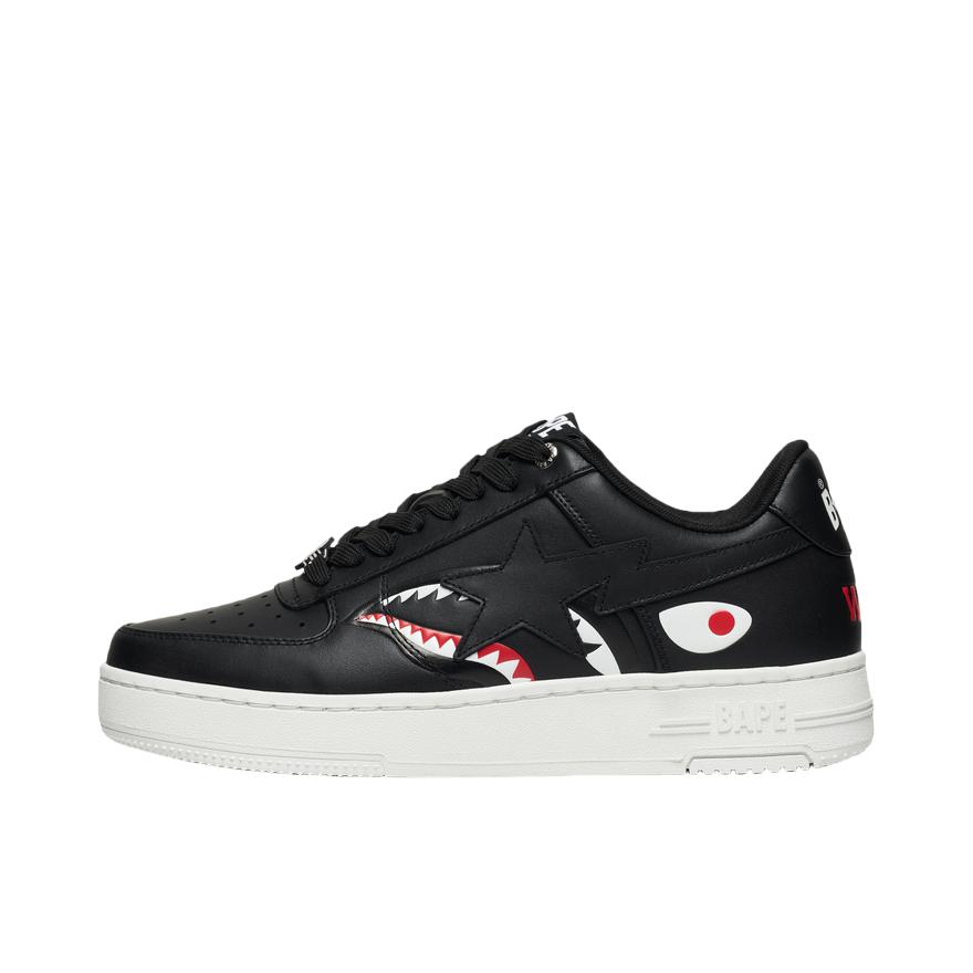 推荐商品：Bape STA 板鞋 鲨鱼图腾低帮系带平跟圆头 黑色
