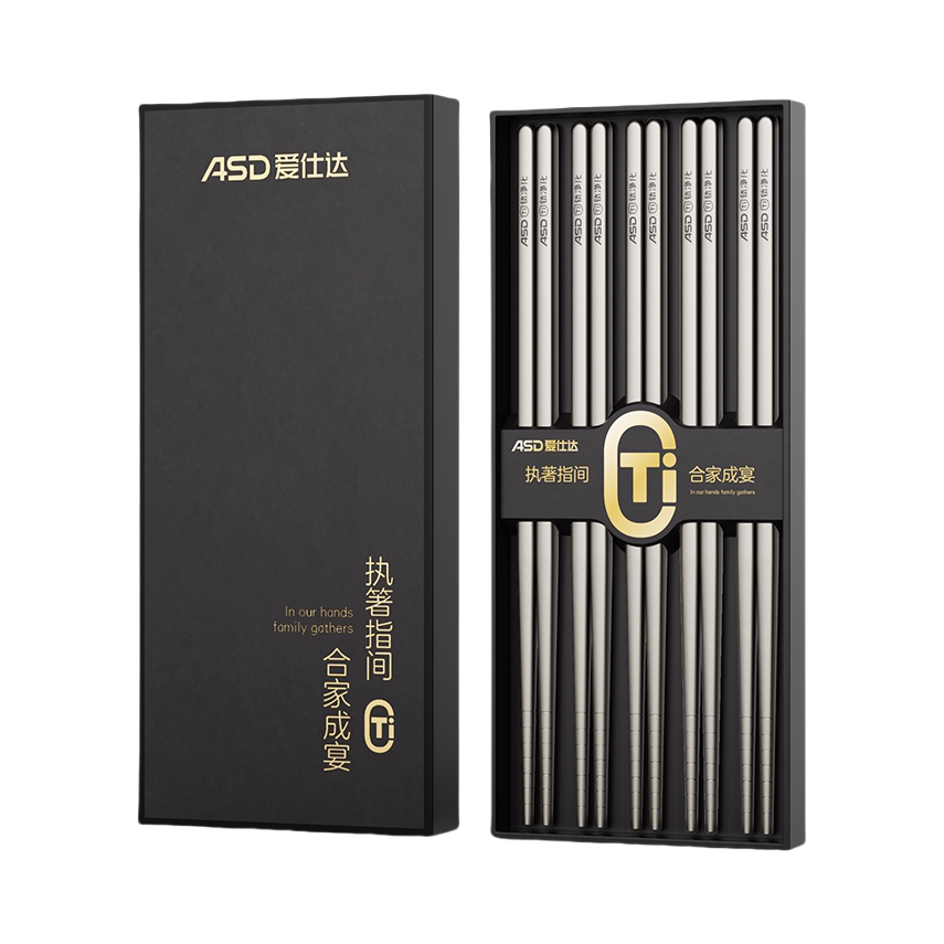 推荐商品：ASD/爱仕达 净化钛+304不锈钢 金属筷 礼盒装
