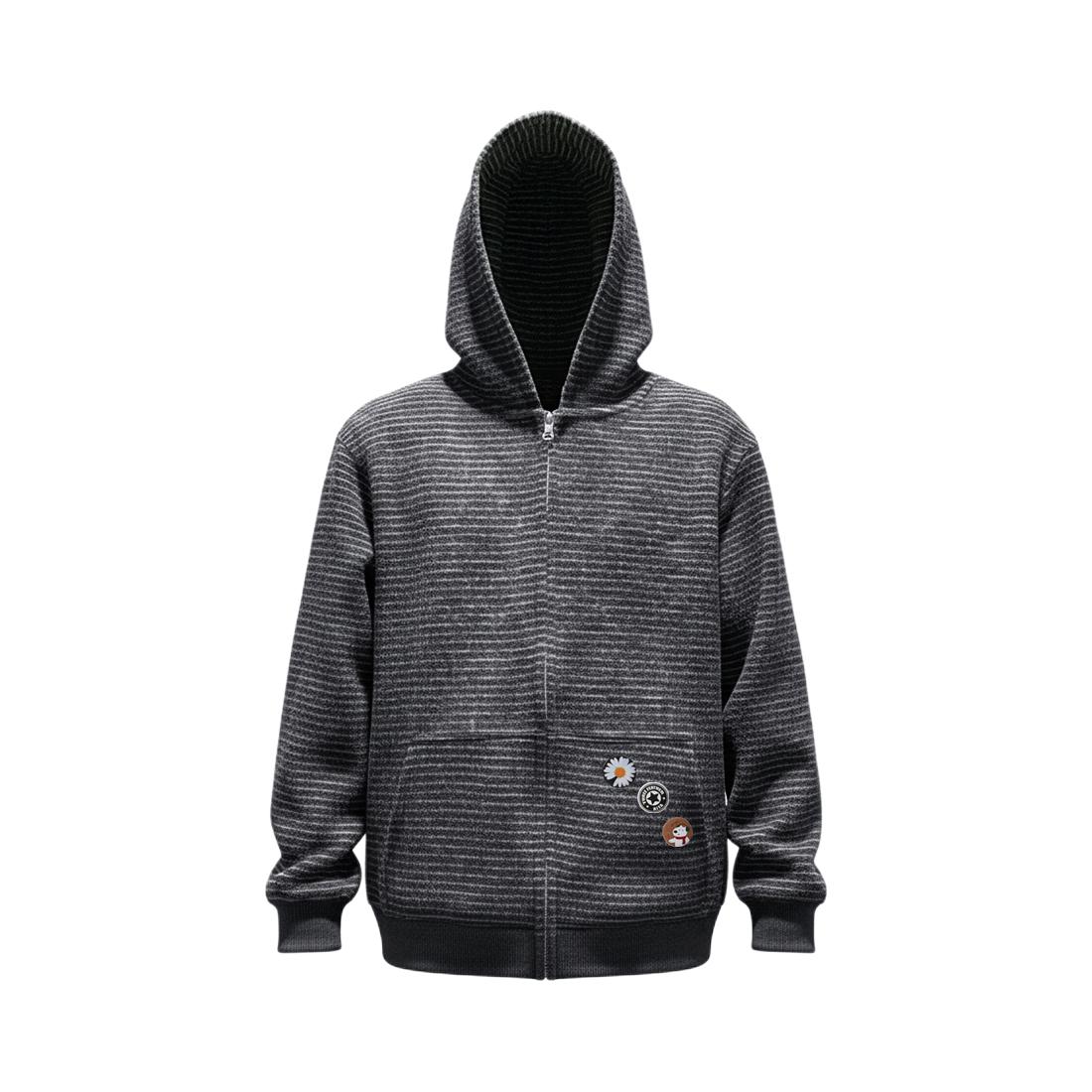 推荐商品：7 SEVFUN/七色纺 条纹柔软开衫连帽长袖卫衣 JQ01FC531J81213 黑