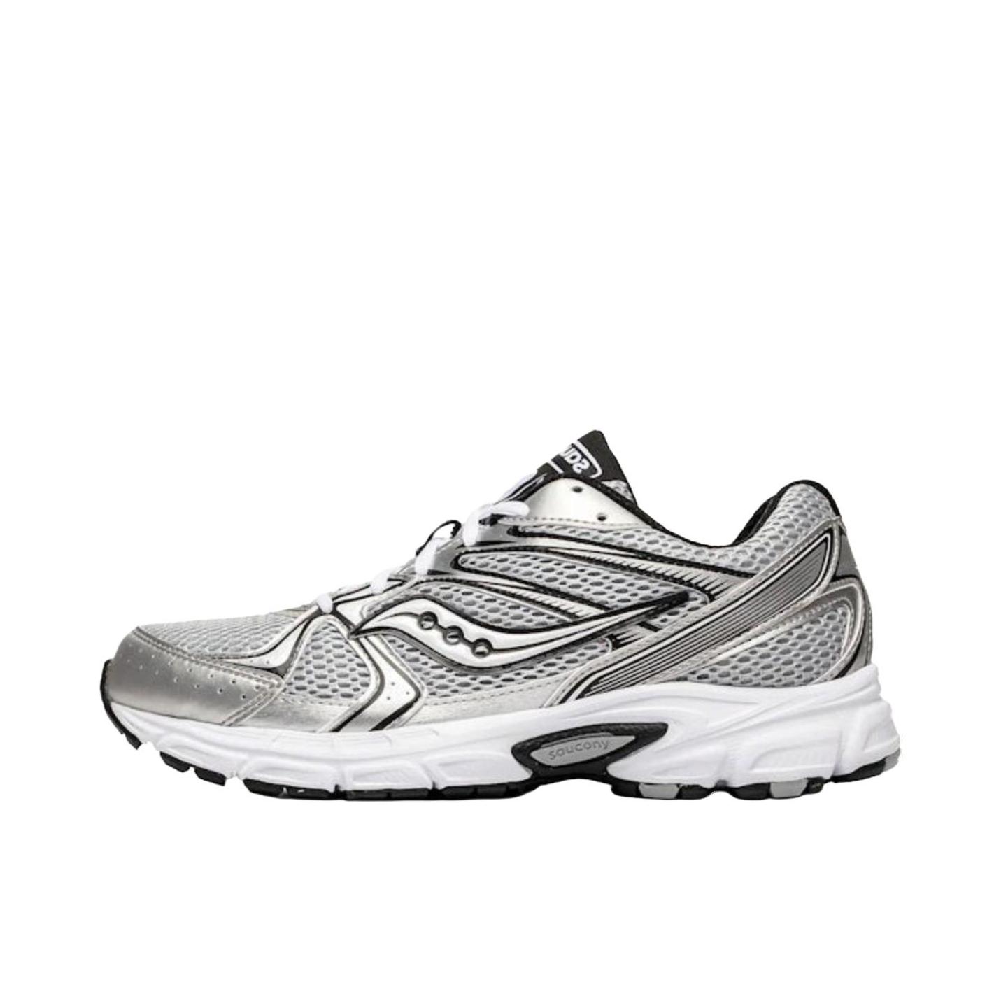 推荐商品：Saucony/索康尼 Ride Millennium 驭途 复古 系带 舒适缓震 防滑耐磨 网布 跑鞋 银色/深黑色