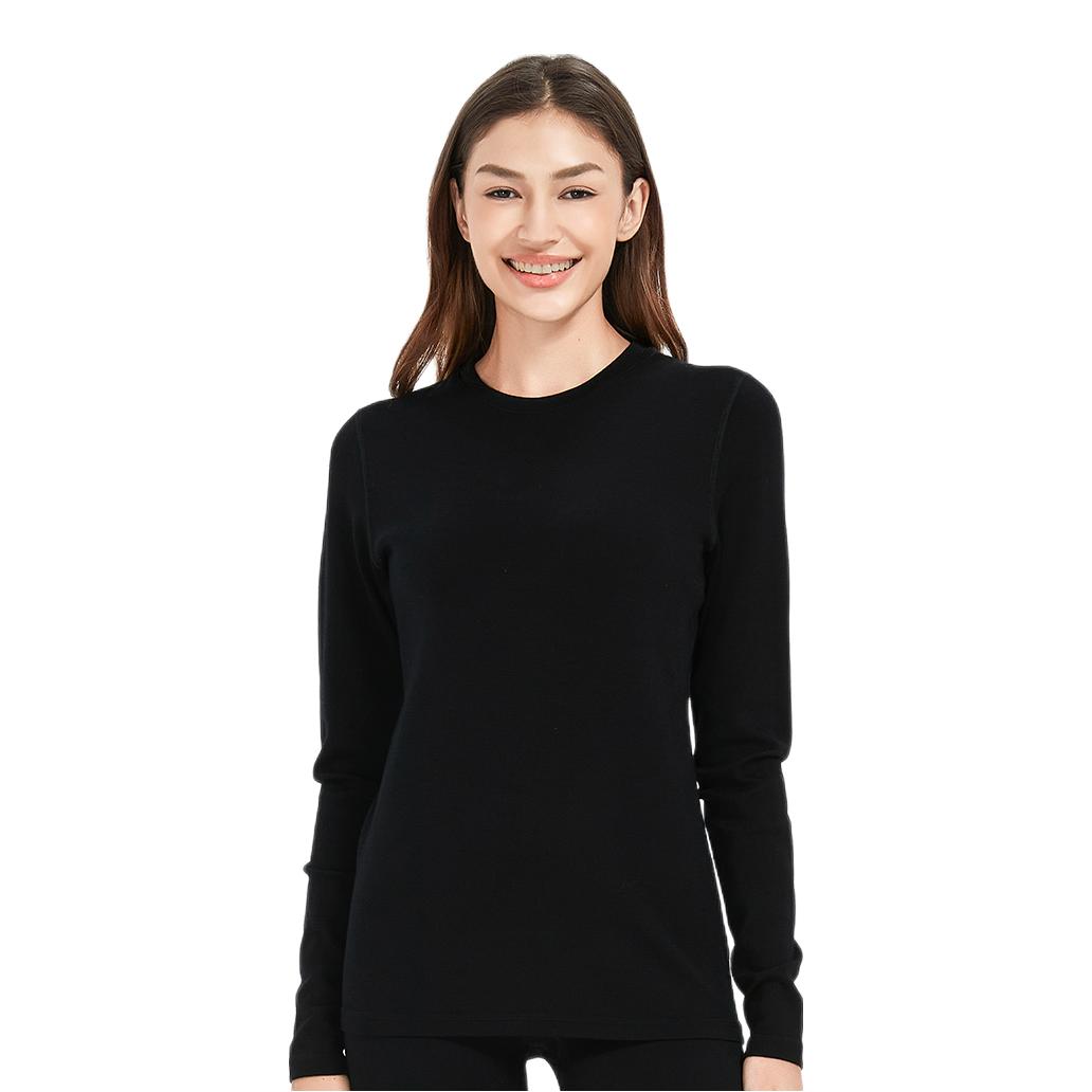 推荐商品：Meilino/美丽诺 速干羊毛修身厚款长袖T恤 女装 WYCM240736 黑