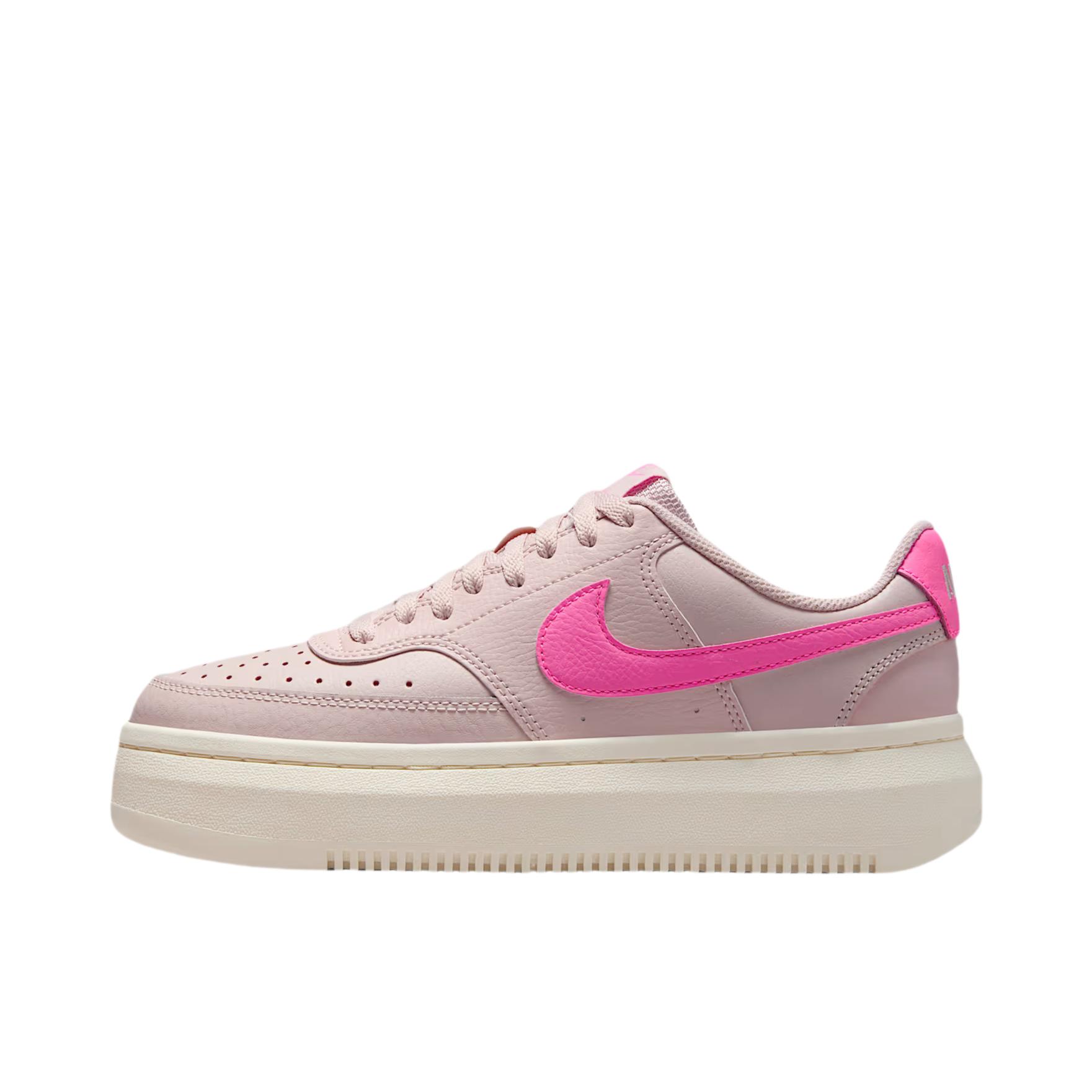 推荐商品：Nike Court Vision 1 Alta 板鞋 缓震舒适轻便耐磨厚底增高 淤泥红/浅象牙/粉色 
